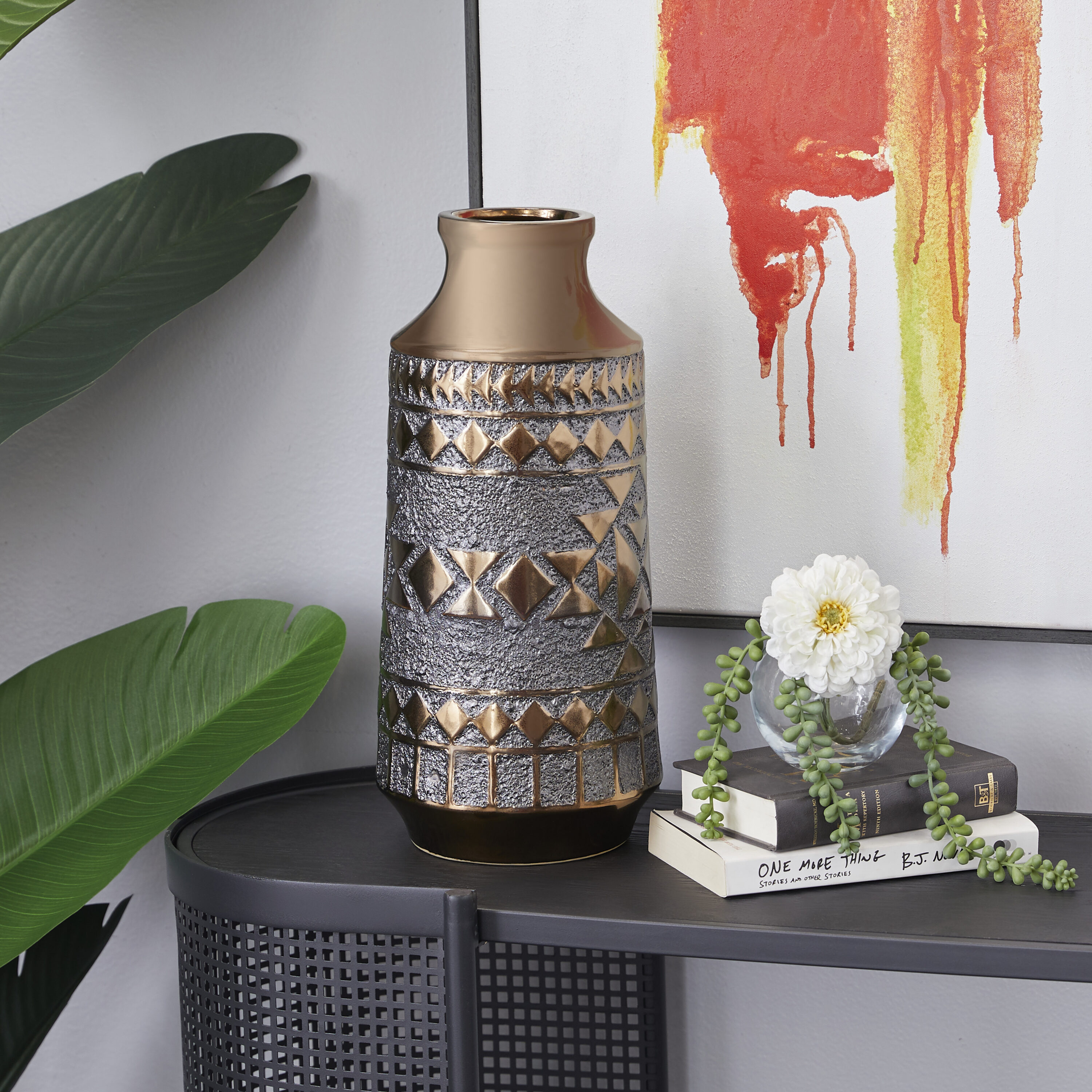 Grayson Lane 98350 Gold Porcelain Modern Vase