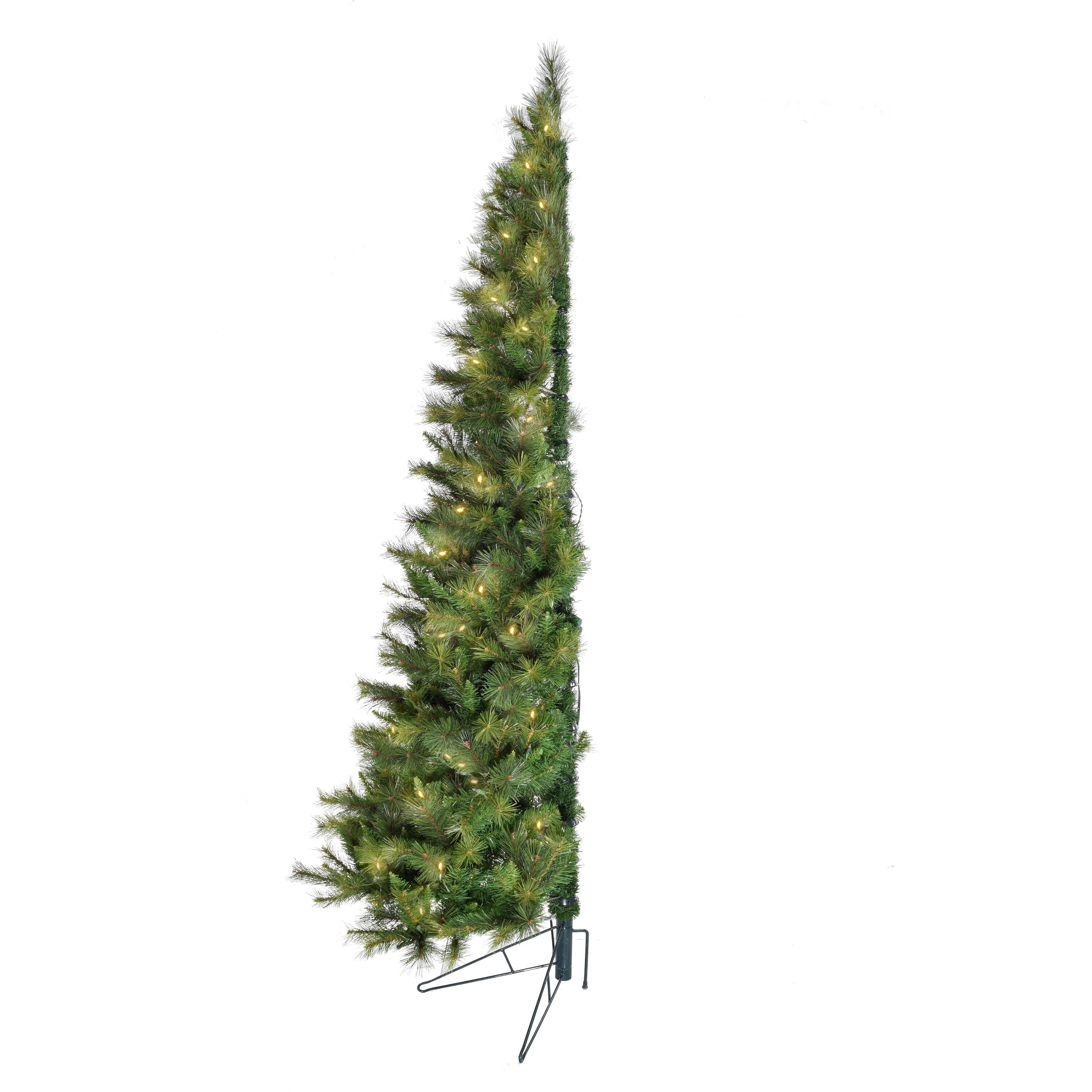 Fraser Hill Farm FFHTD075-5GR 7.5-Feet Pine Pre-lit Flat back Artificial Christmas Tree with White LED Lights