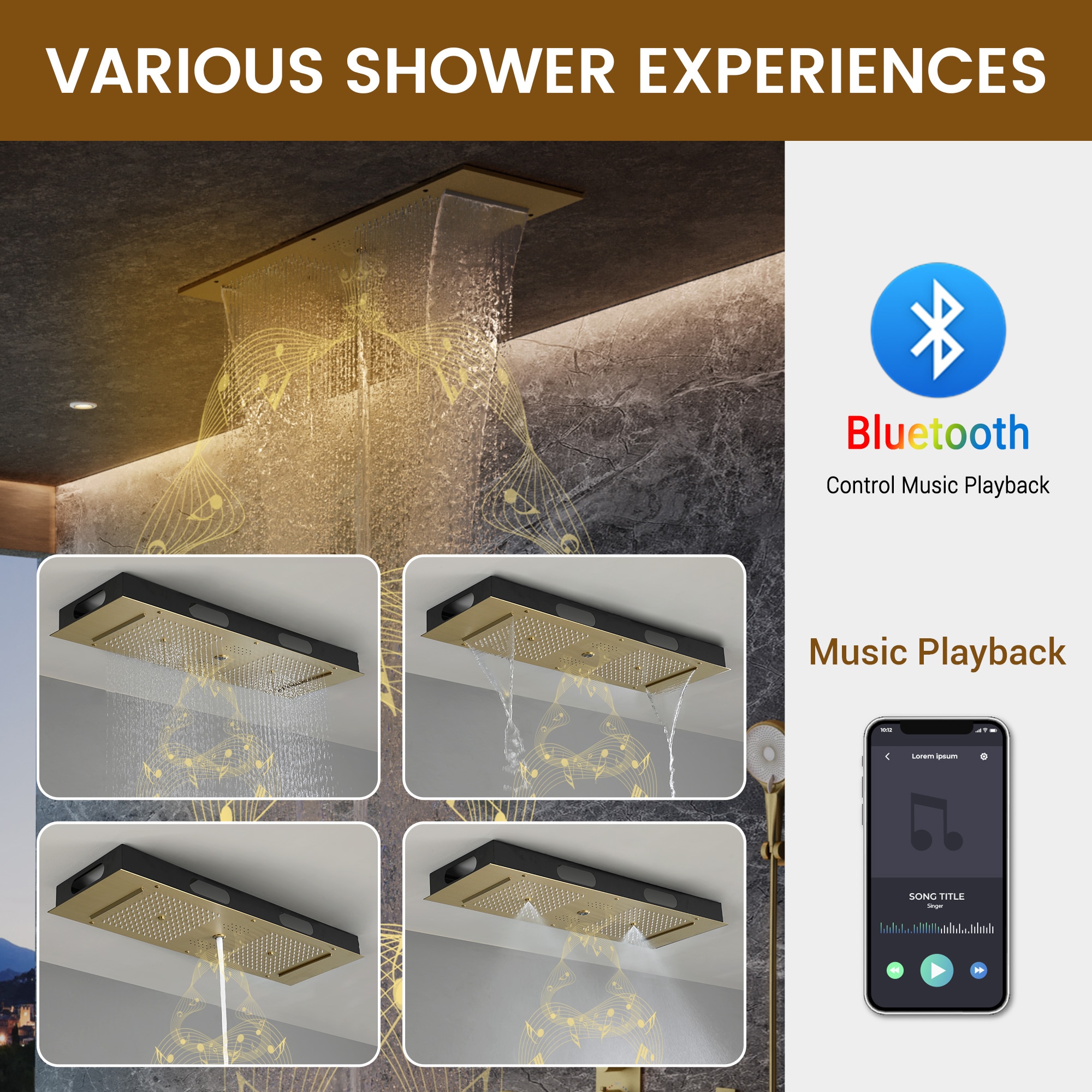 CASAINC CA-A4391-BG Showerhead-Bar-Panels - View #5