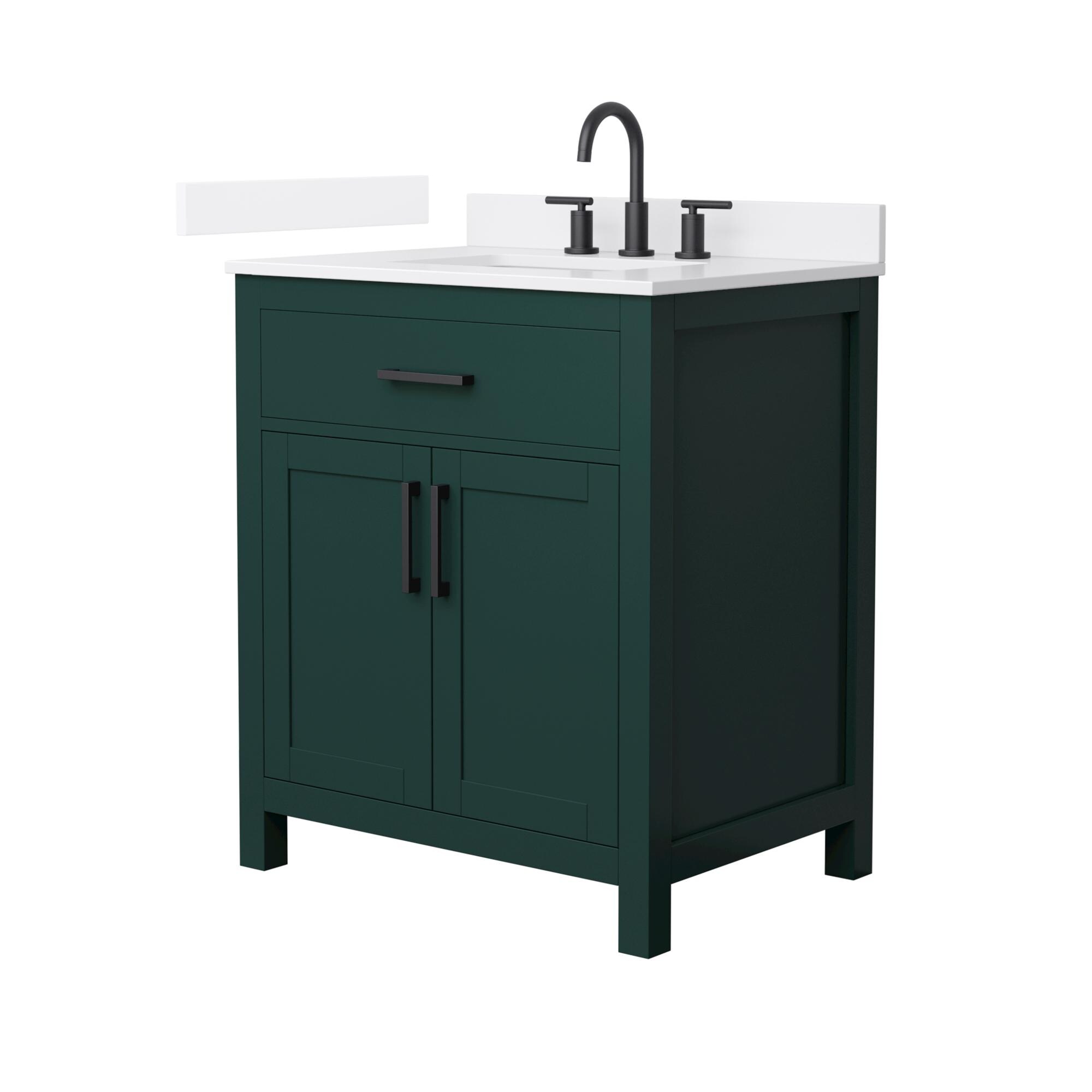 Wyndham Collection WCG242430SGKWQUS3MXX Beckett 30-in Green with Matte Black Trim Undermount Single Sink Bathroom Vanity with White Quartz Quartz Top