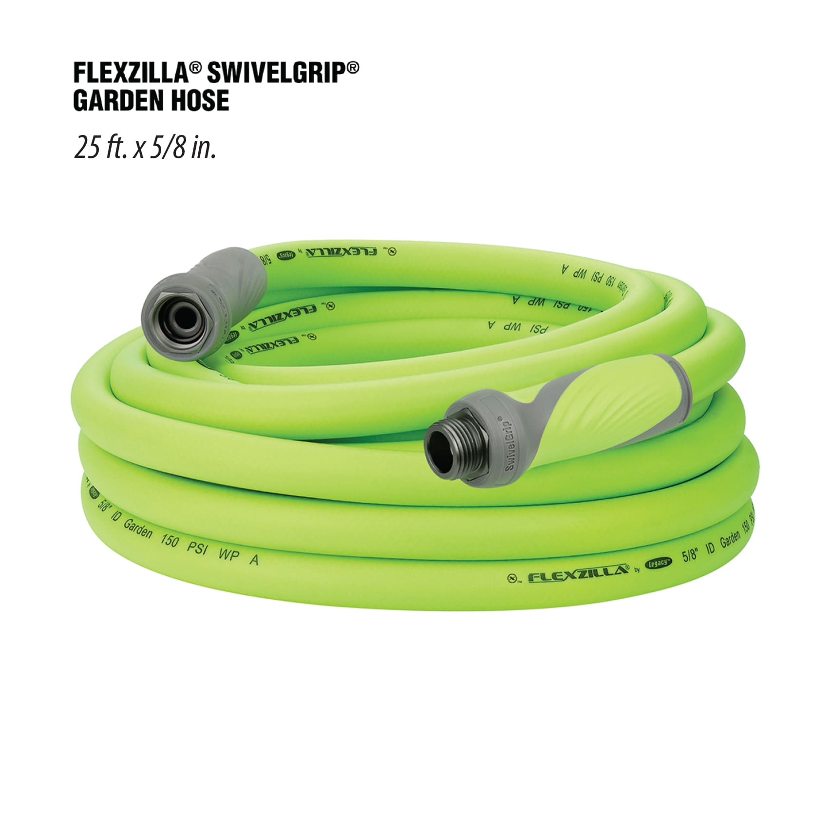 Flexzilla HFZG525YWS-E SwivelGrip 5/8-in x 25-ft Premium -Duty Kink Free Hybrid polymer Green Hose