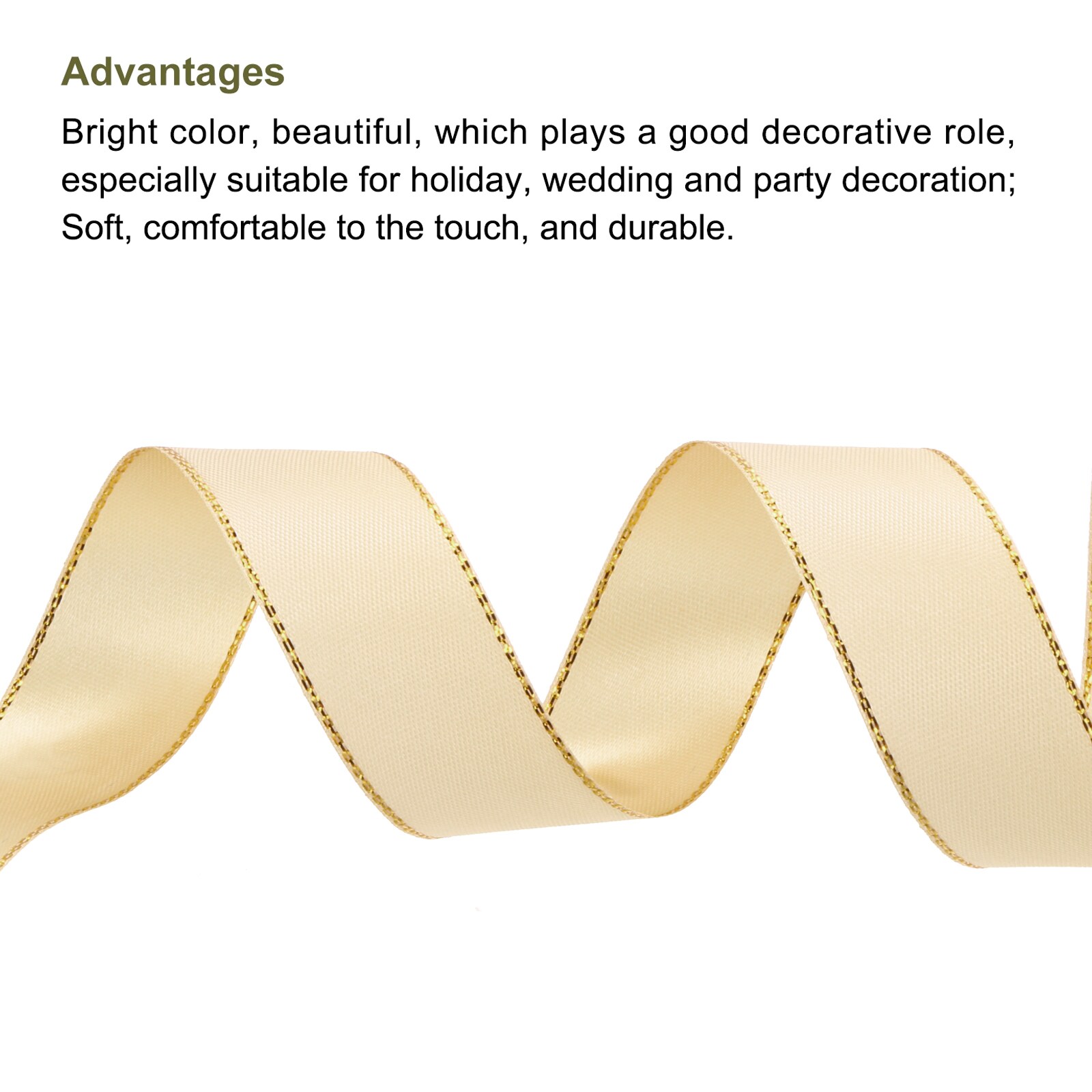 Unique Bargains 1 Inch 25 Yard Wide Satin Ribbon with Gold Edges Border ...