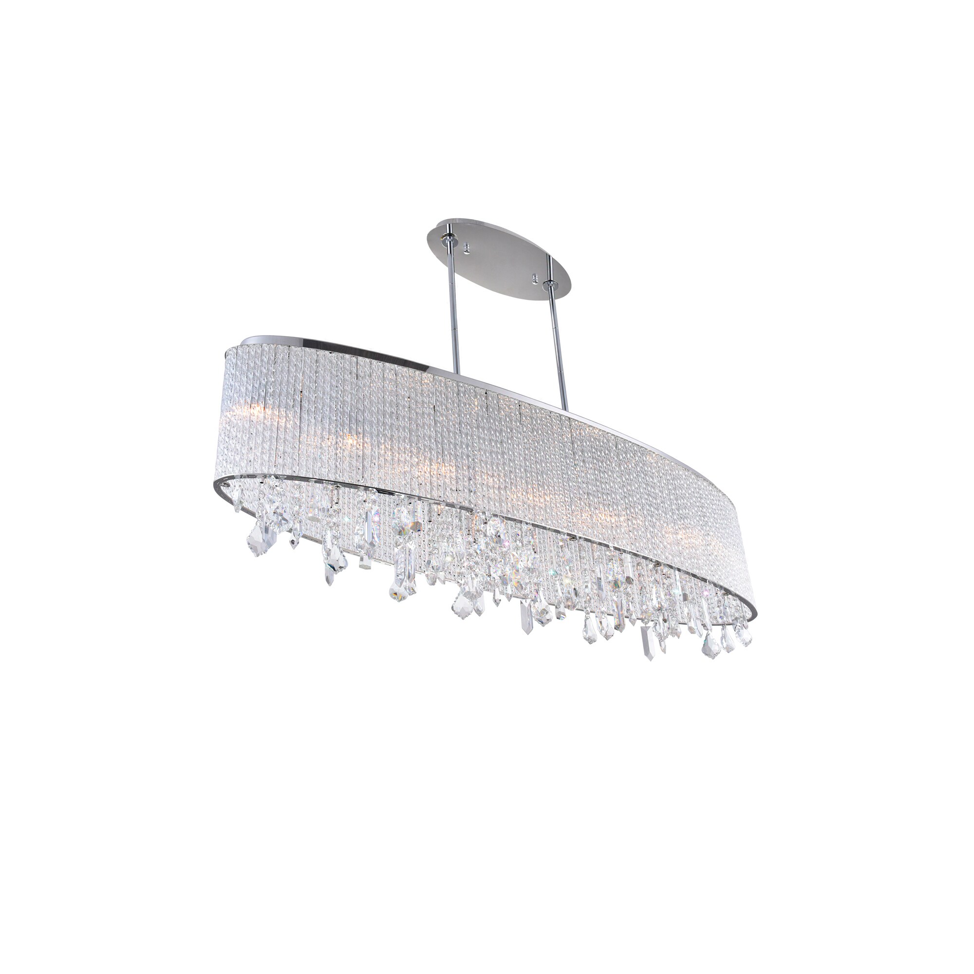 Benson Chrome Finish 7-Light Oval Drum Chandelier with Crystal Accents
