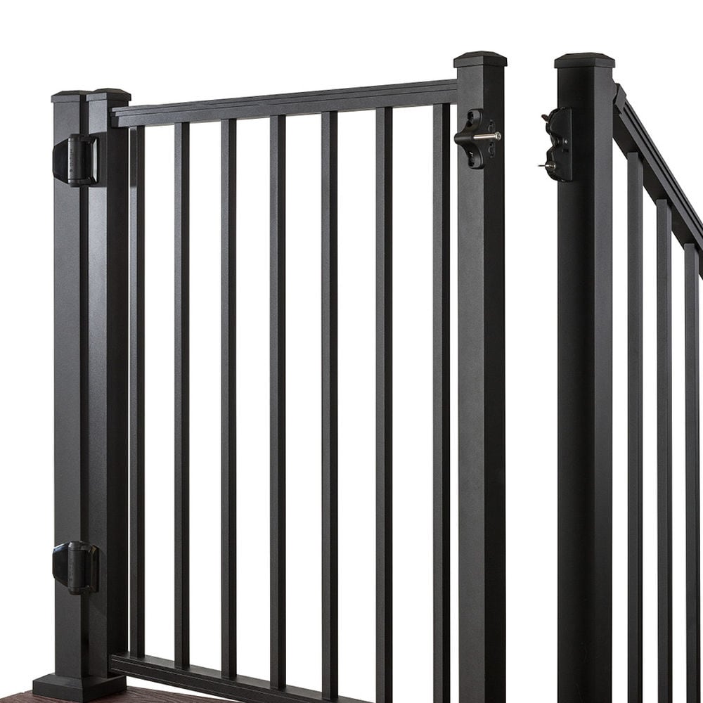 Trex 48-in L x 42-in H Charcoal Black Aluminum Deck Railing Gate ( Assembly required ) #BK42SQADJGATE