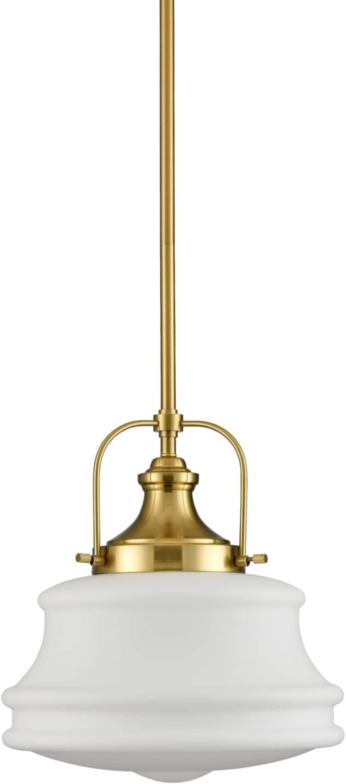 Claxy DE-B5298DU-J-N Industrial 1 -Light Gold Modern/contemporary Opal glass Bell Medium Hanging Pendant light