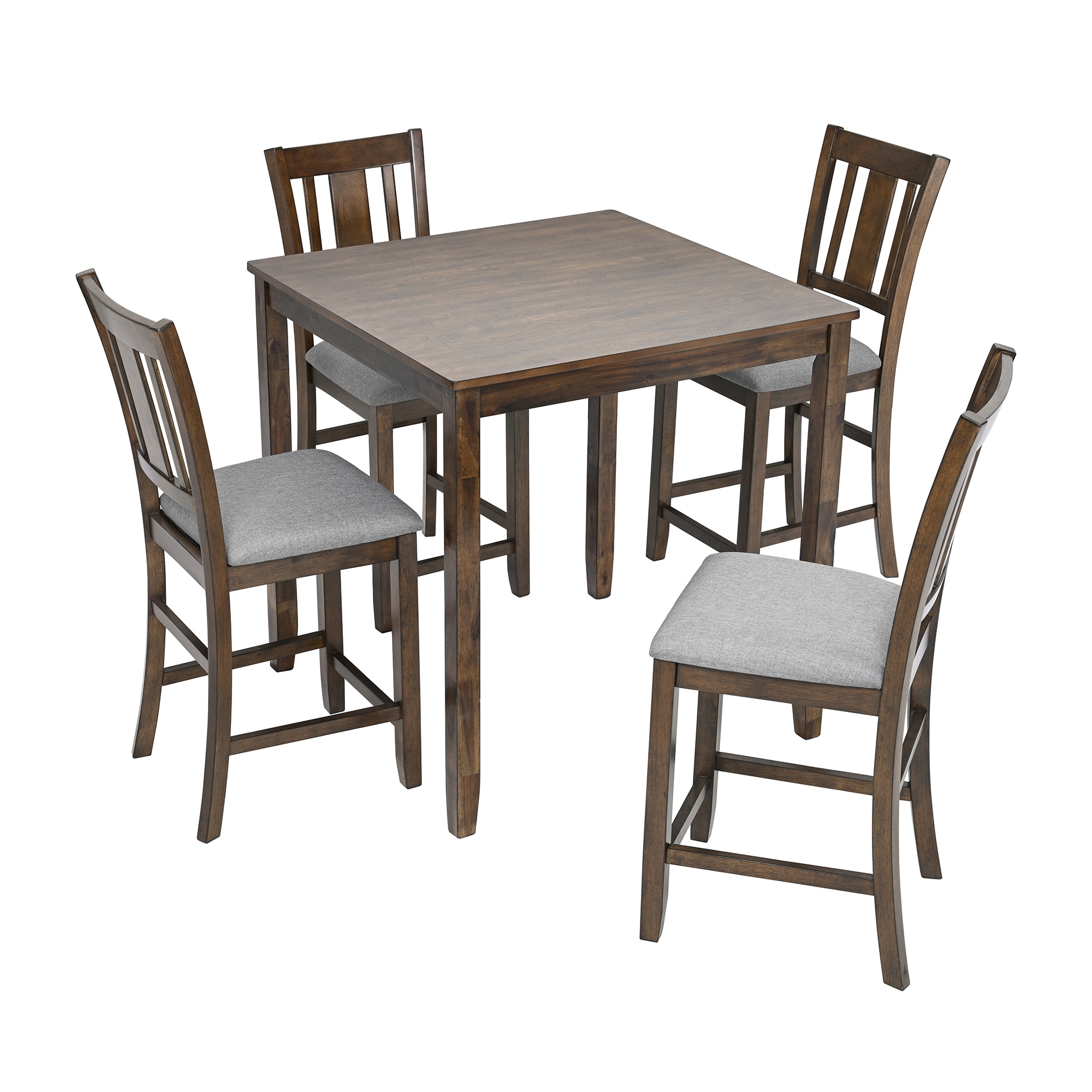 Bybafun YC9900028 Brown Rustic Dining Room Set with Square Table ( Seats 4 )