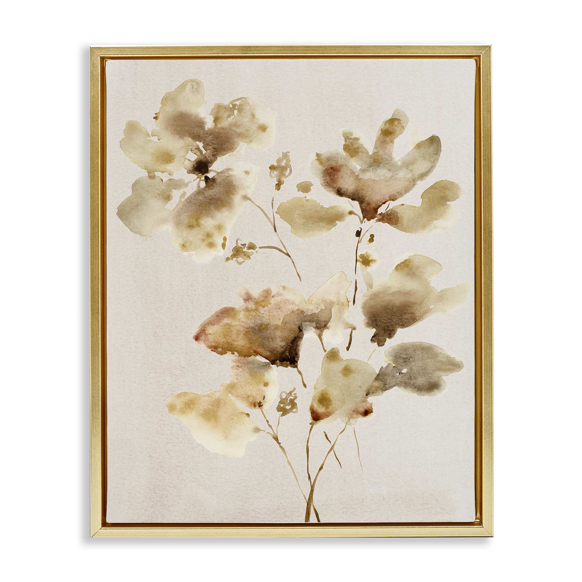 Stupell Industries BT-268-FFG-16X20 Neutral Dappled Flower Blossoms Floating Frame design by Krinlox