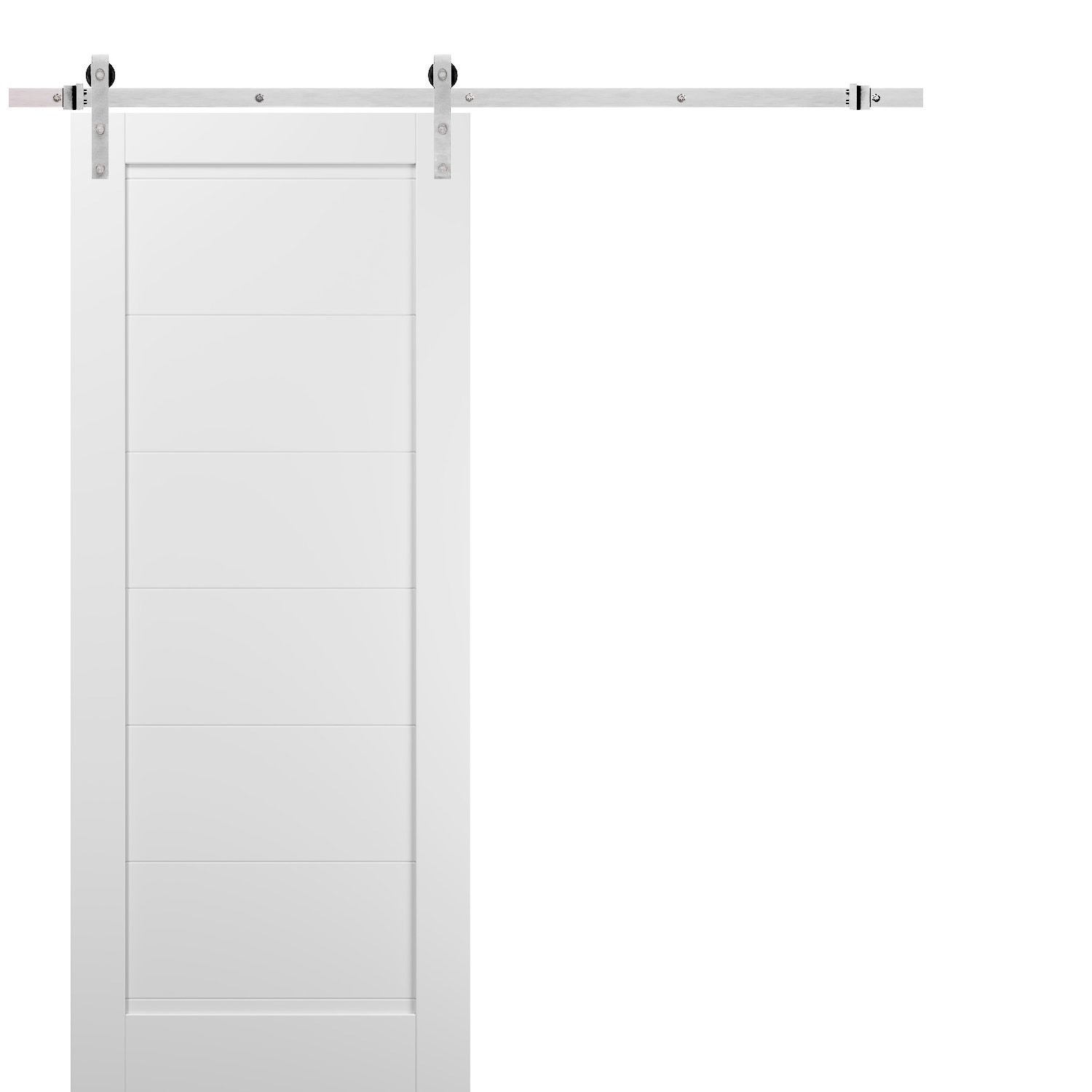 SARTODOORS Interior Barn Doors - Quadro 4115 White Silk -Wooden-30 x 84-Silver Rail