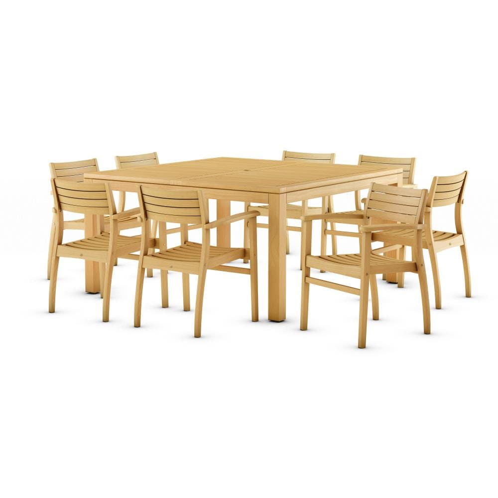 Amazonia Outdoor Teak 9-Piece Brown Patio Dining Set Wood Square Table ...