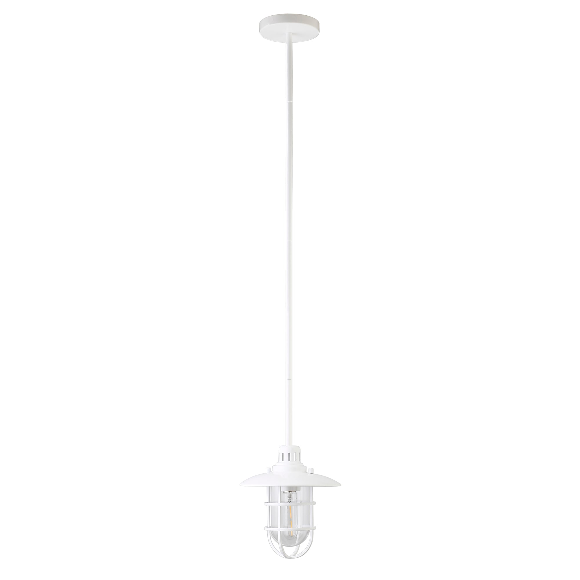 Hailey Home Bay White Farmhouse Clear Glass Globe Hanging Pendant Light ...