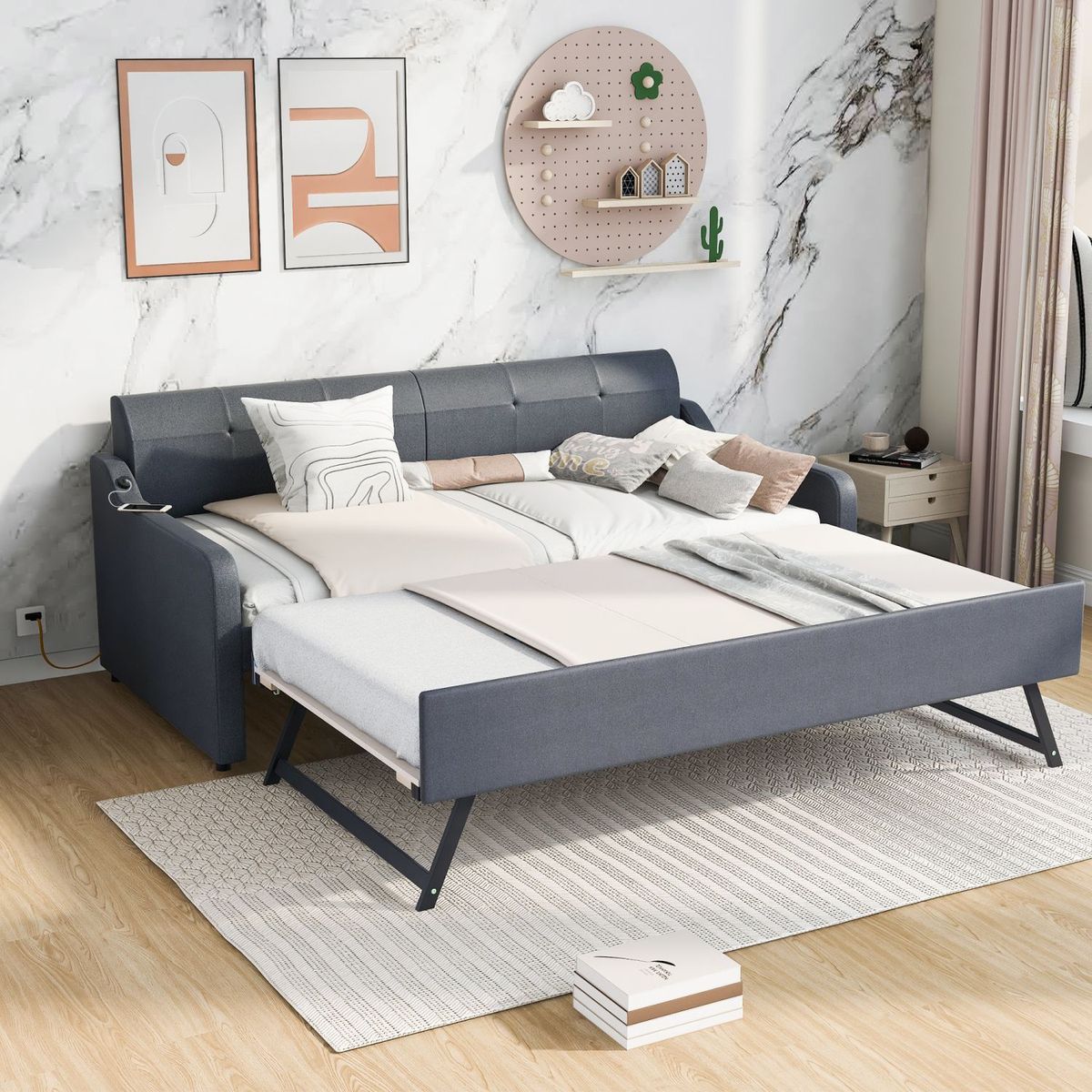 JASMODER GX000525AAE Gray Twin Composite Platform Bed