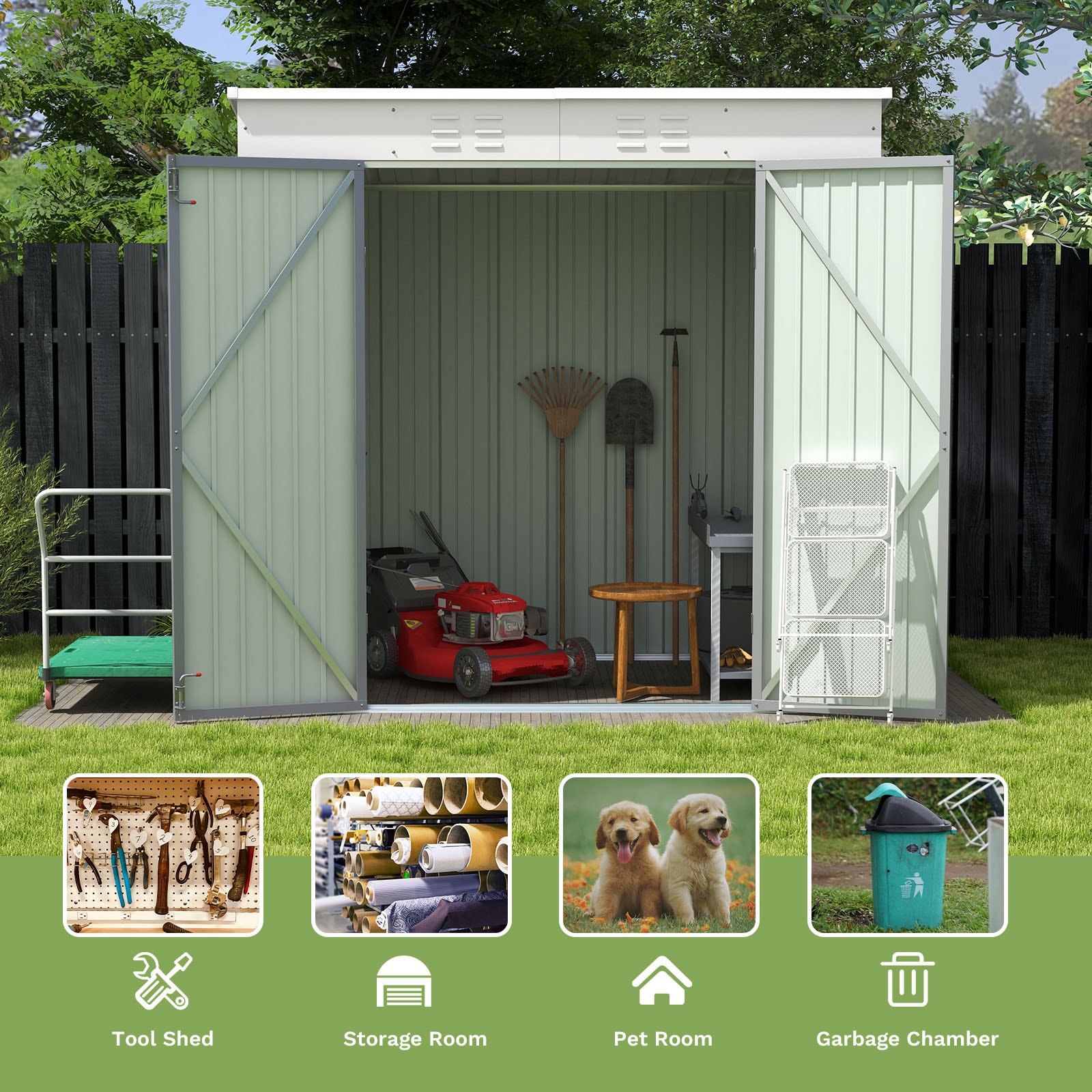 Patiowell 6-ft X 4-ft Galvanized Steel Storage Shed In The Metal ...