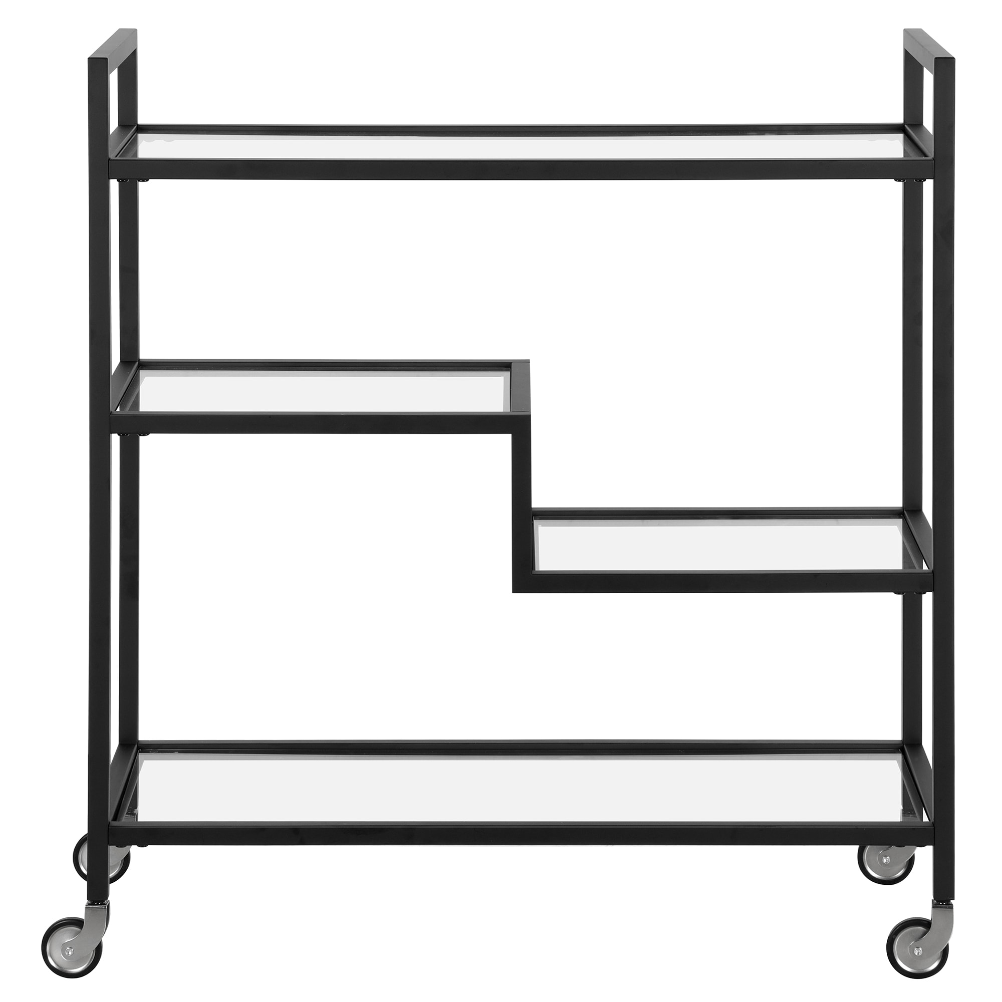 Blackened Bronze 33" Bar Cart with Glass Shelves