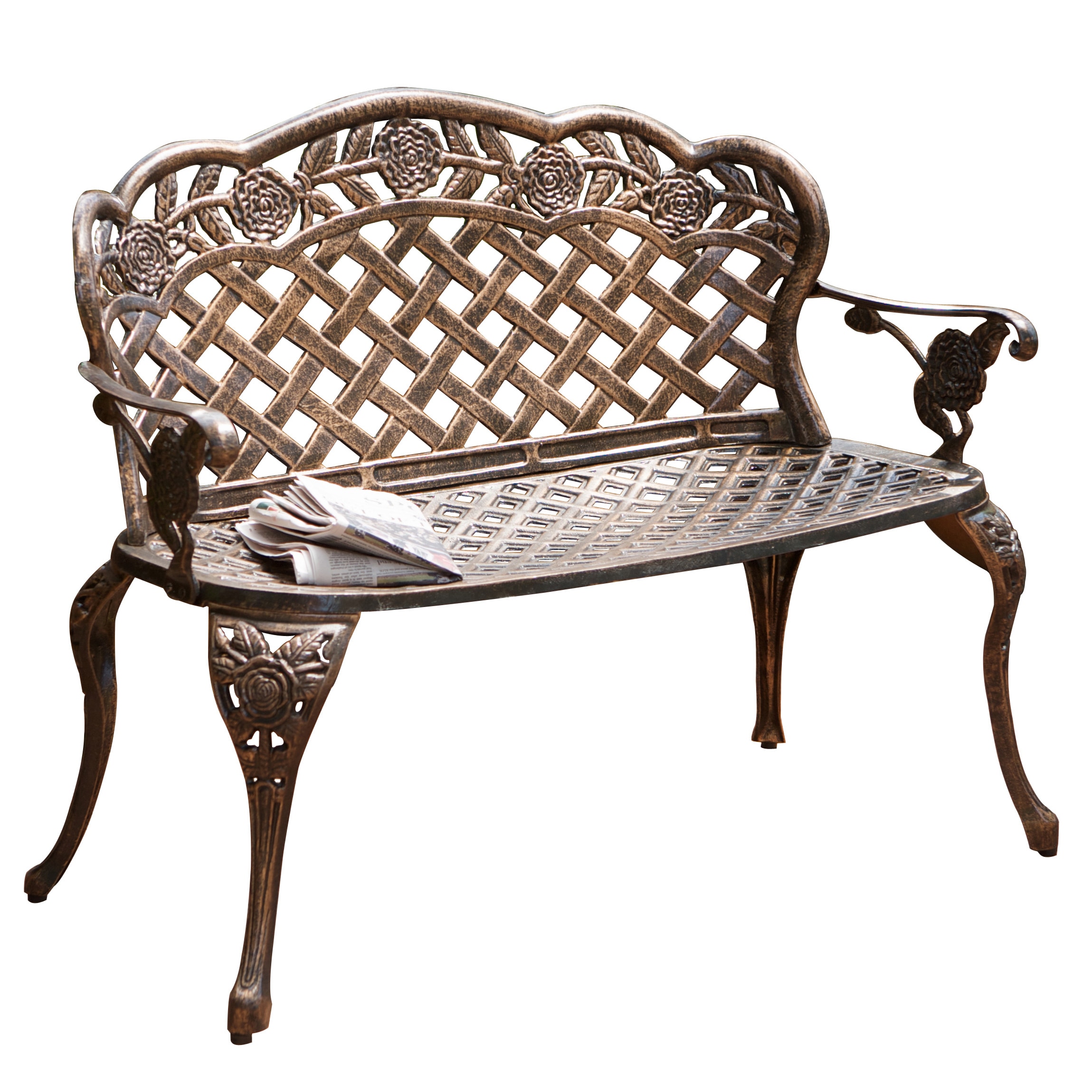 Best Selling Home Decor 231885 Lucia 42.5-Inches W x 33.5-Inches H Antique copper Aluminum Garden Bench