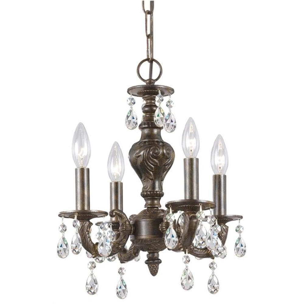 Crystorama 5024-VB-CL-SAQ Paris Market 4 -Light Distressed Bronze Rustic Crystal For Use in Bedrooms, Dining Rooms, Foyers, Kitchens, Living Rooms Chandelier