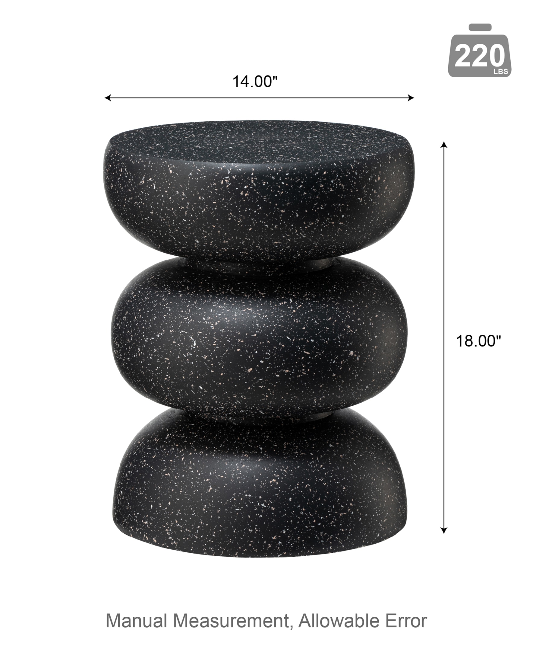 Glitzhome Round 14-in W x 14-in L Black Mixed/Composite Indoor