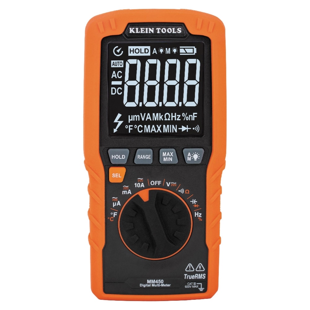 Klein Tools Slim Digital Multimeter, TRMS Auto-Ranging, 600V, Temp #MM450