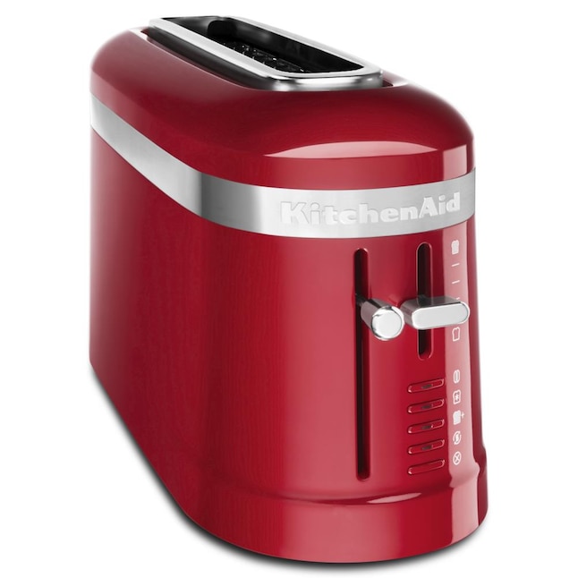 KitchenAid 2-Slice Red and Silver Toaster Removable Cord Storage Extra Wide Slot