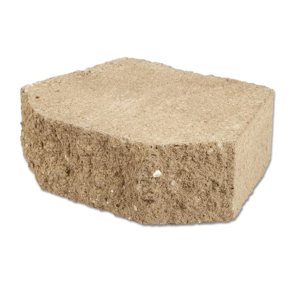  10903047 4-Inches H x 12-Inches L x 9-Inches D Tan color in a split face Concrete Retaining wall block