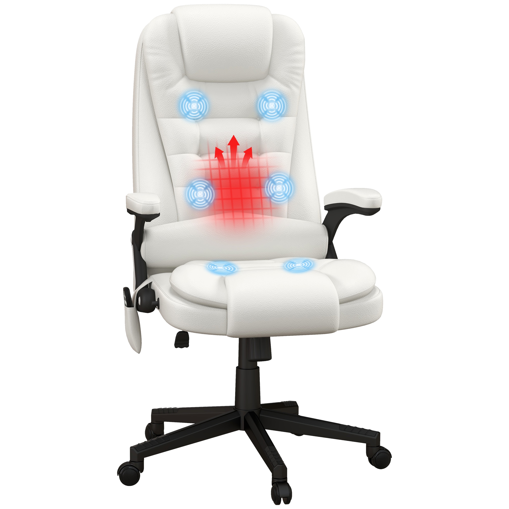 Siavonce Set of White Contemporary Adjustable Height Swivel Faux leather Executive Chair