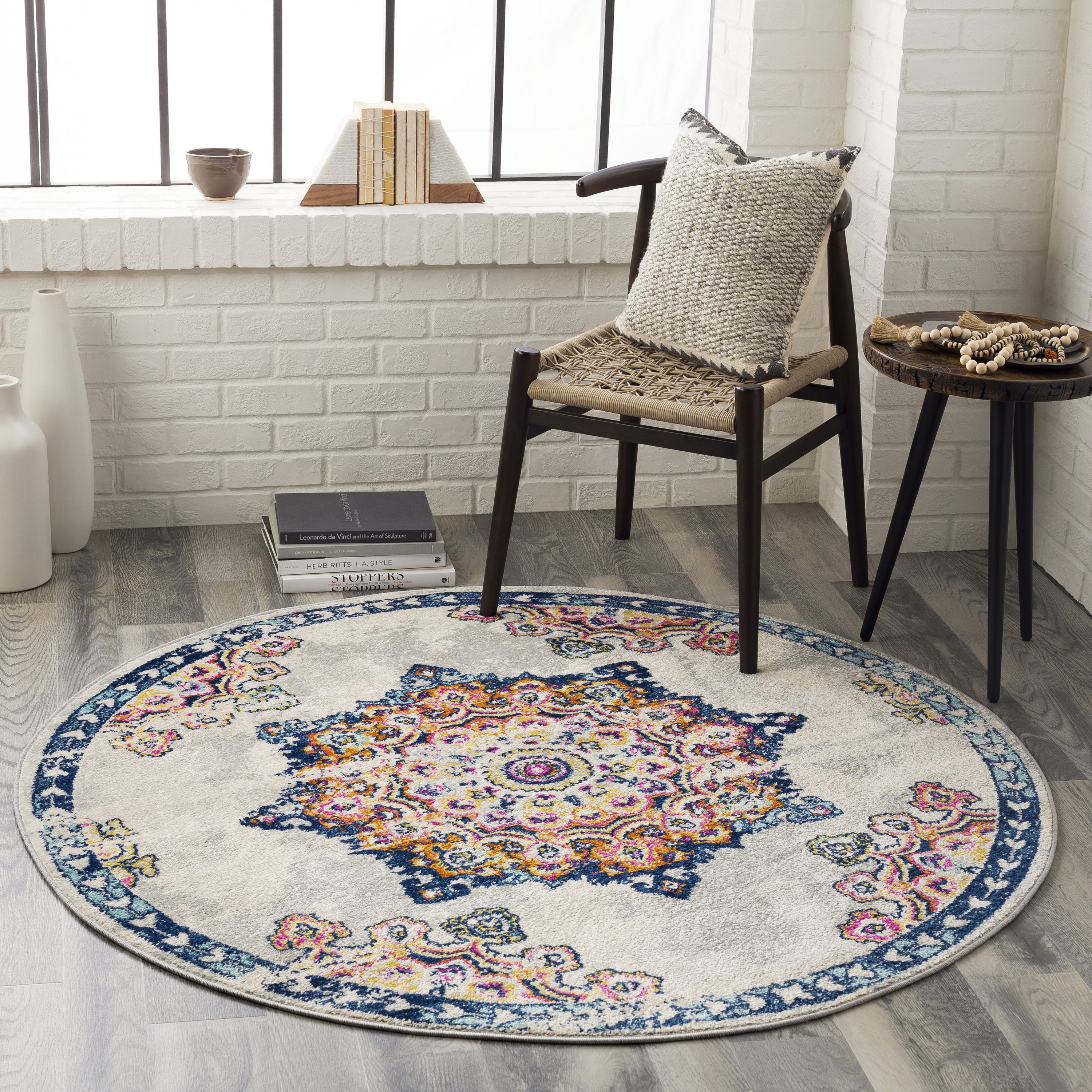Livabliss CHE2317-53RD Chester 5 X 5 (ft) Orange Round Indoor Medallion Oriental Area Rug