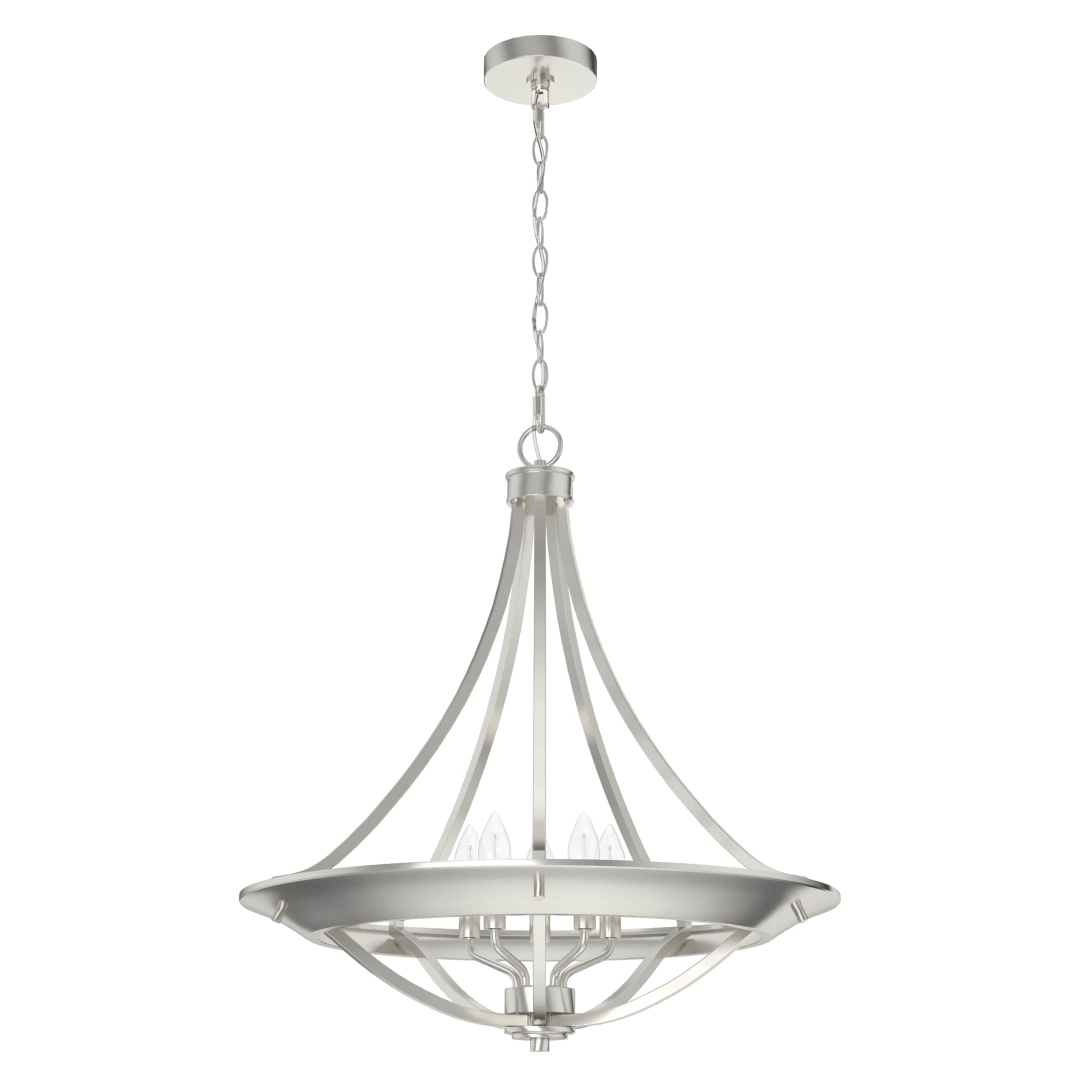 Hunter 19429 Perch Point 4 -Light Brushed Nickel Transitional Bowl Large Hanging Kitchen island light