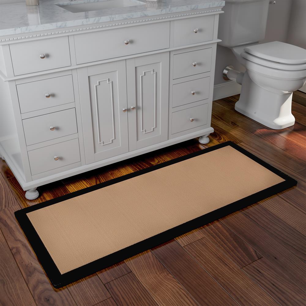 Hastings Home Bathroom Mats 24.5-in x 59.5-in Black and Tan Rubber