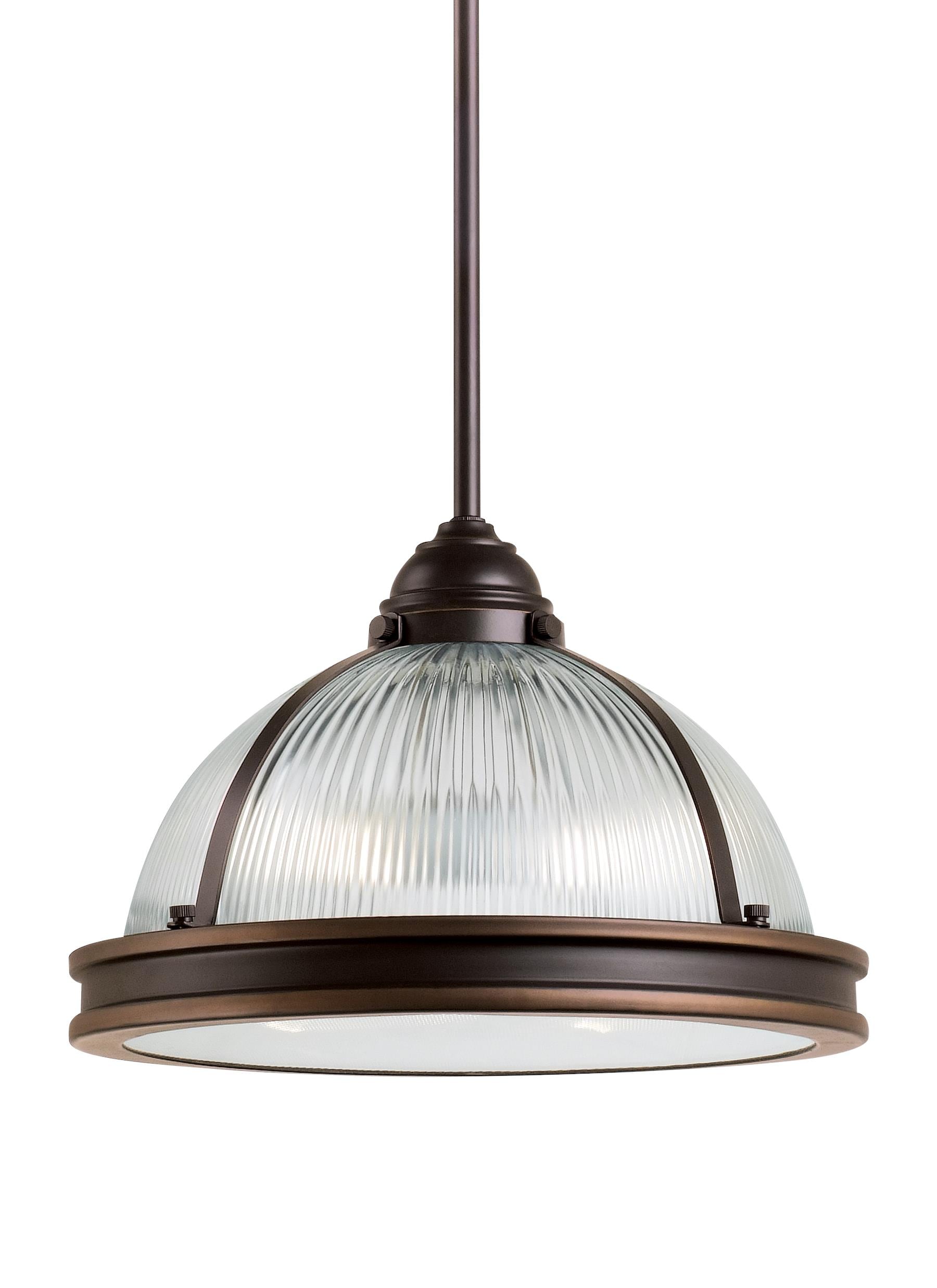 Generation Lighting 65061EN3-715 Pratt Street Prismatic 2 -Light Autumn Bronze Modern/contemporary Textured glass Dome Medium Outdoor Hanging Pendant light