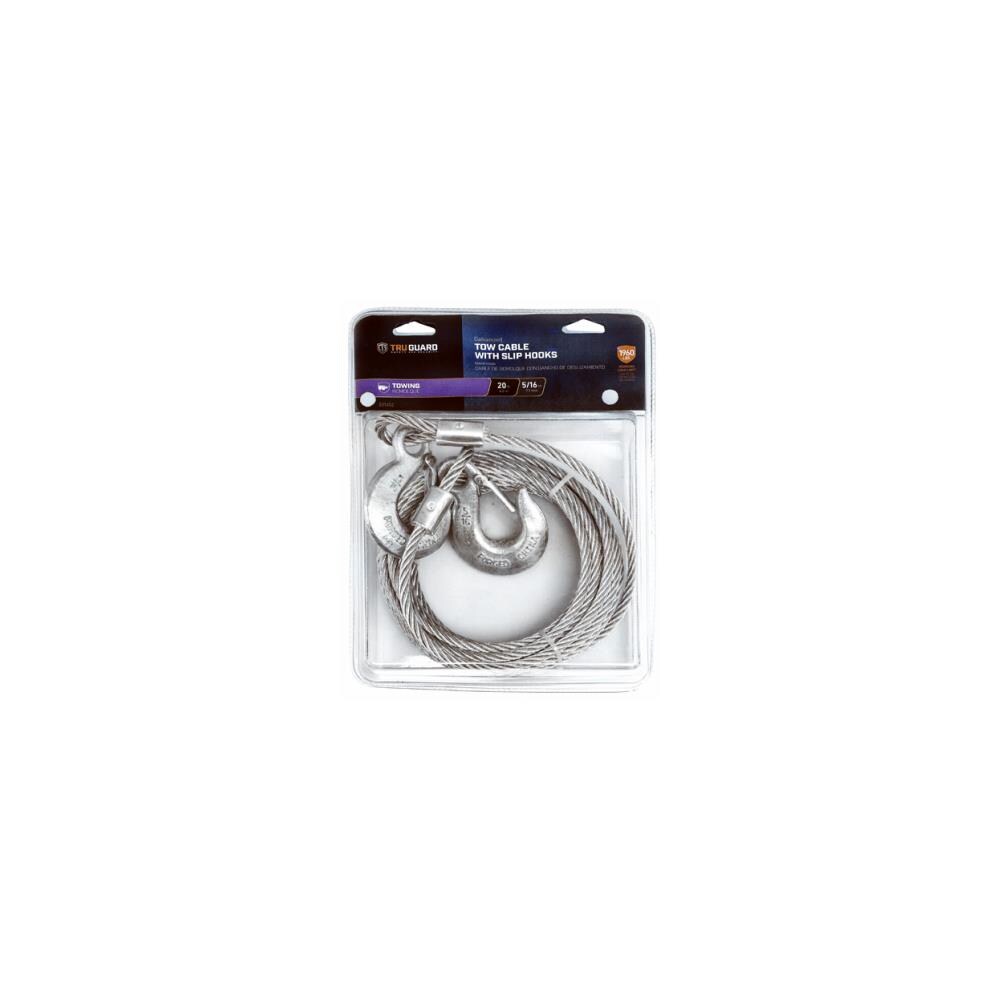 TruGuard Tow Cable With Slip Hooks, Galvanized, 5/16-In. x 20-Ft.