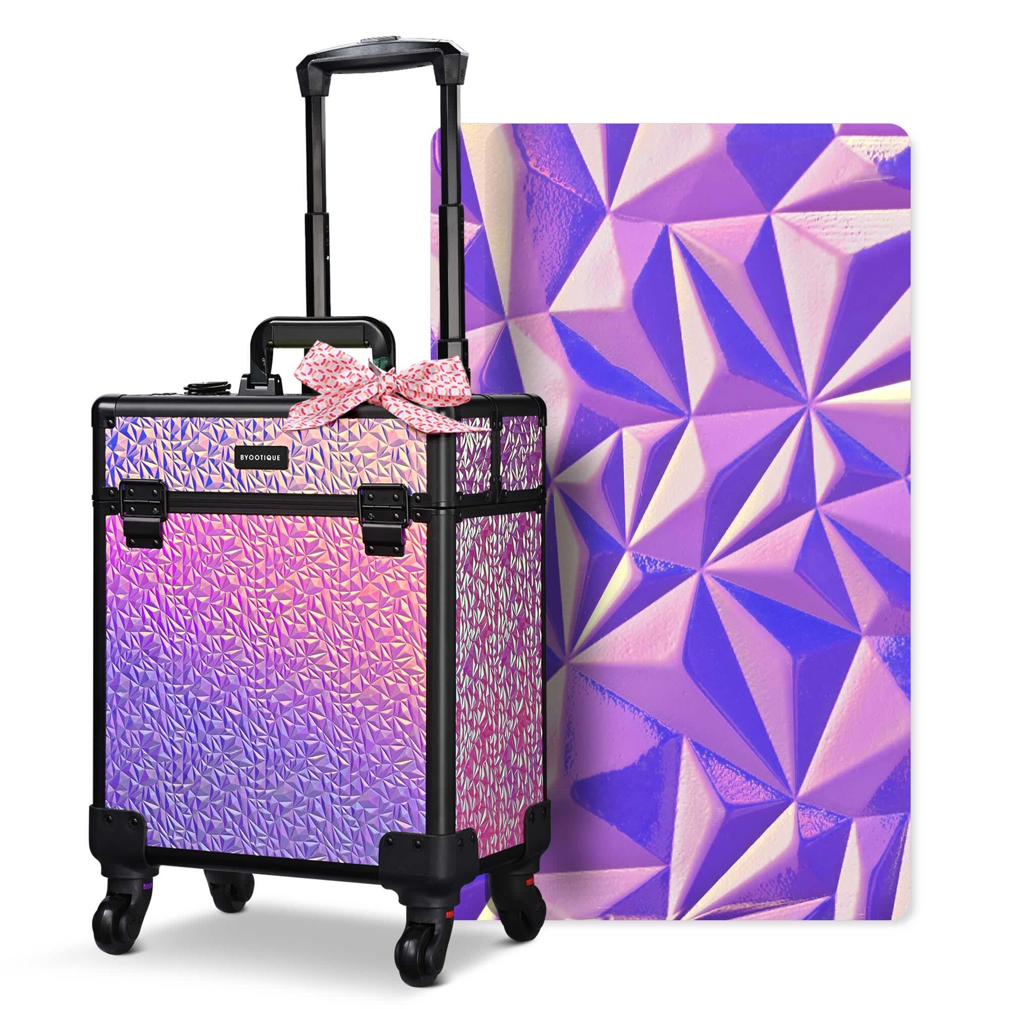 Yescom 12MKC028-SM-0515-LO Byootique Rolling Makeup Train Case Cosmetic Trolley Organizer Mermaid Pink