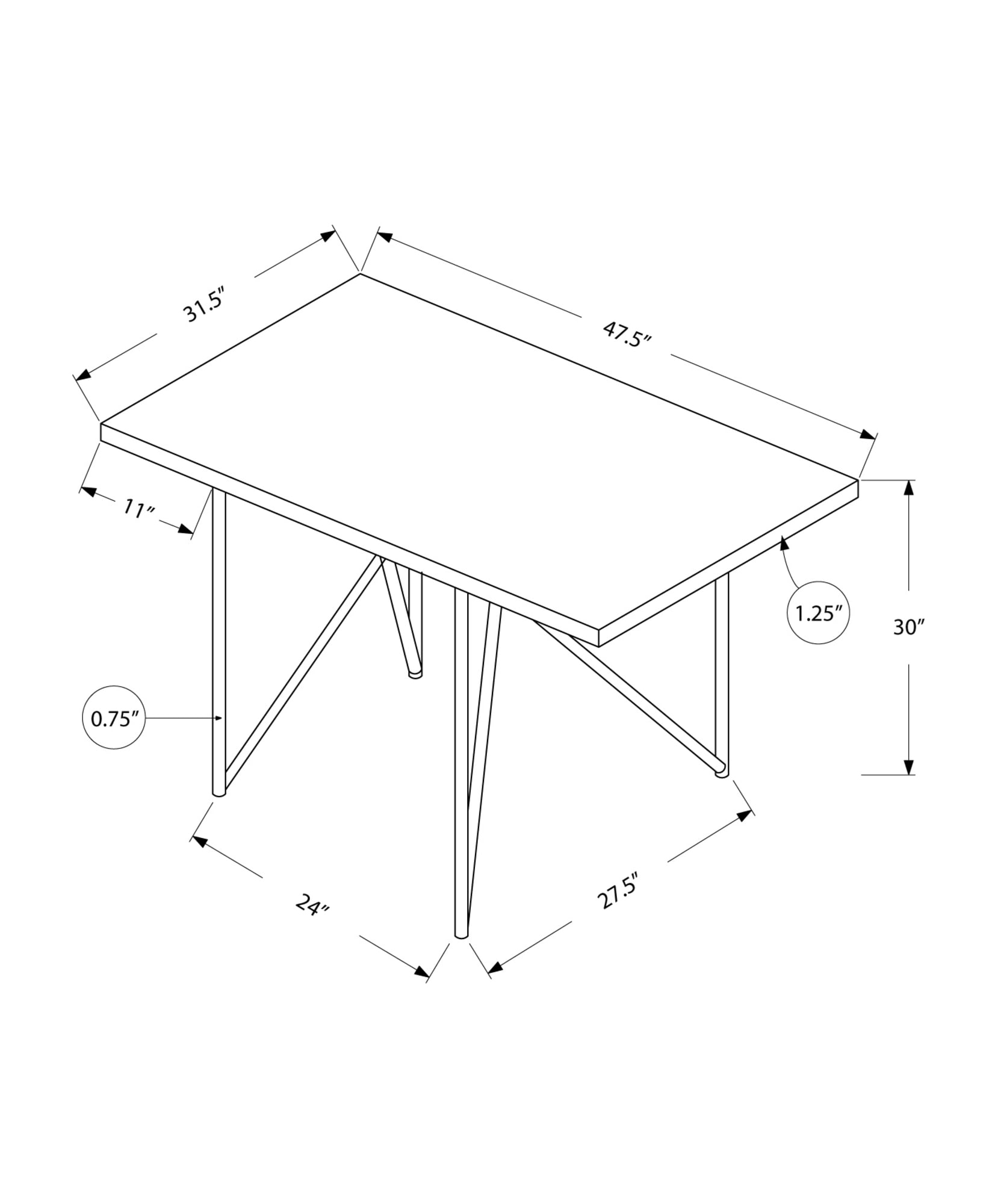 Monarch Specialties Espresso Contemporary/Modern Dining Table ...