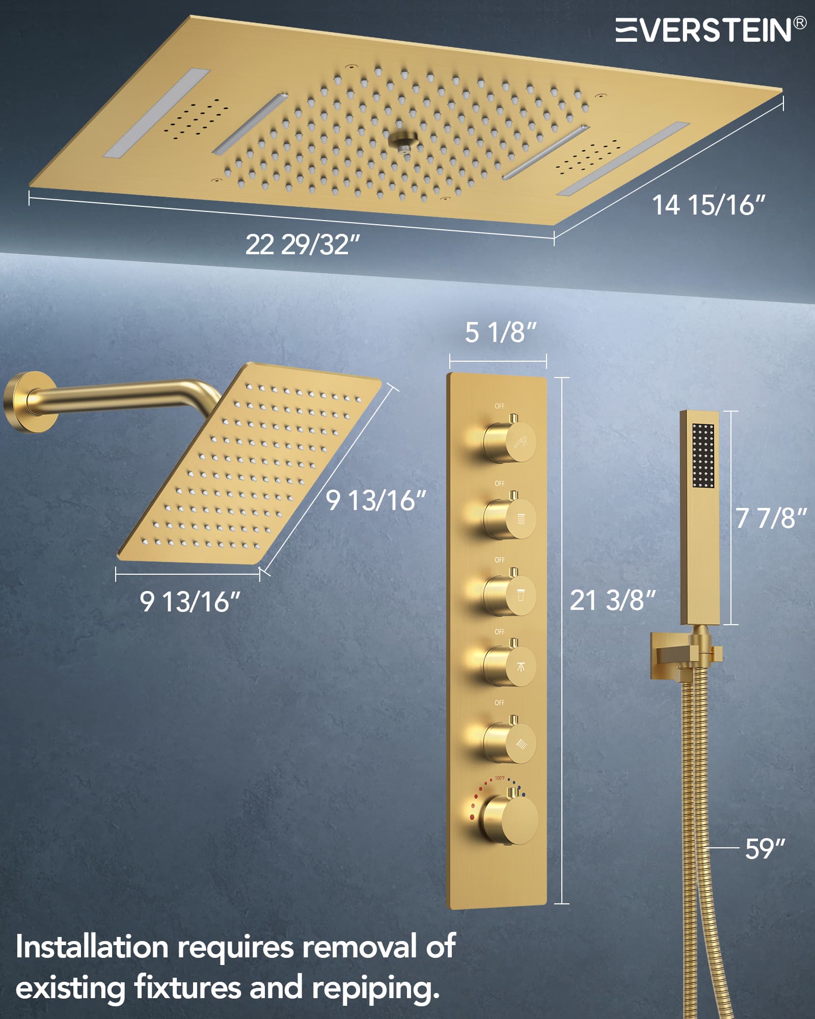 EVERSTEIN SFS-1051-GD Tub-Shower-Faucets - View #11