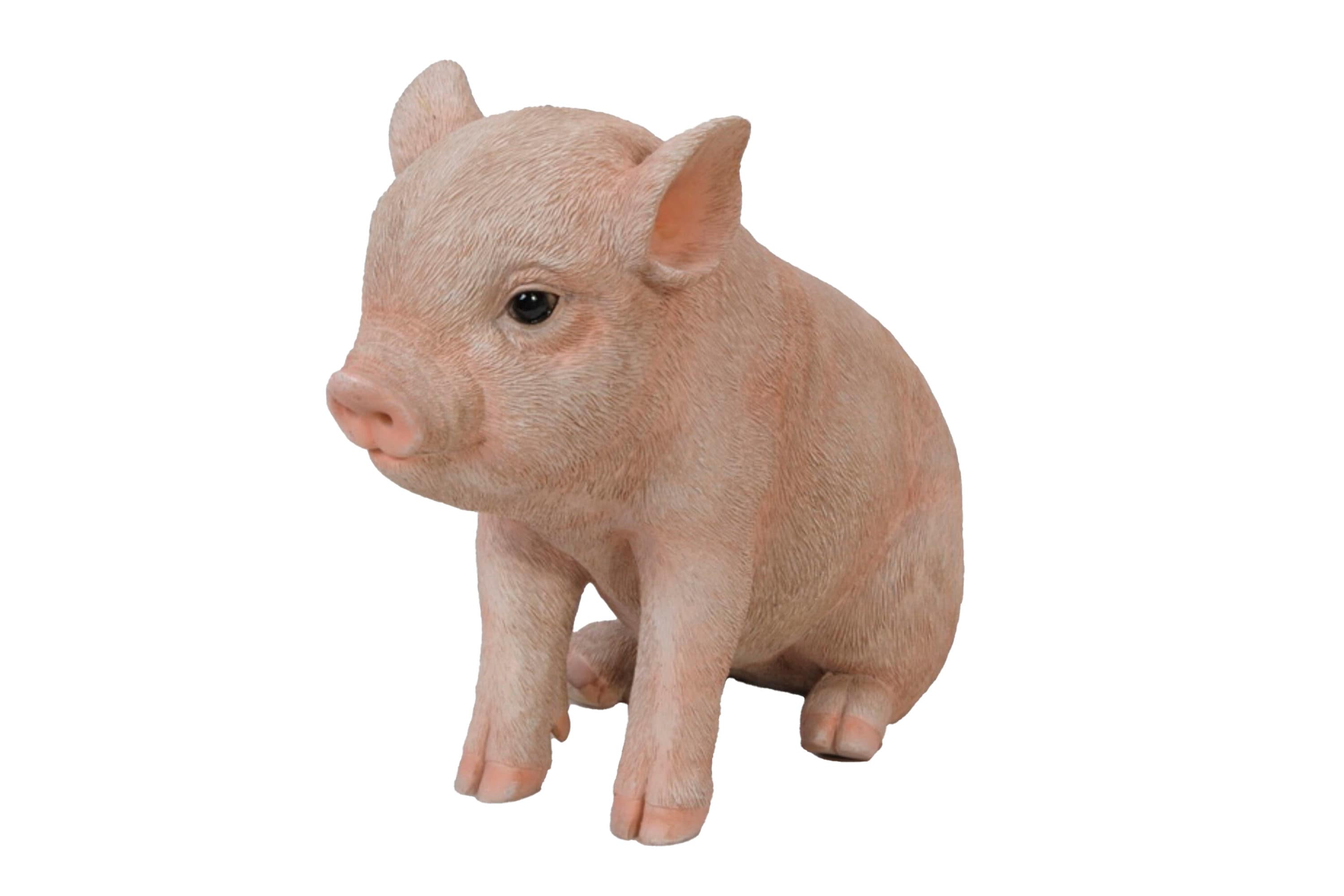 Pink Polyresin Sitting Baby Pig Garden Statue