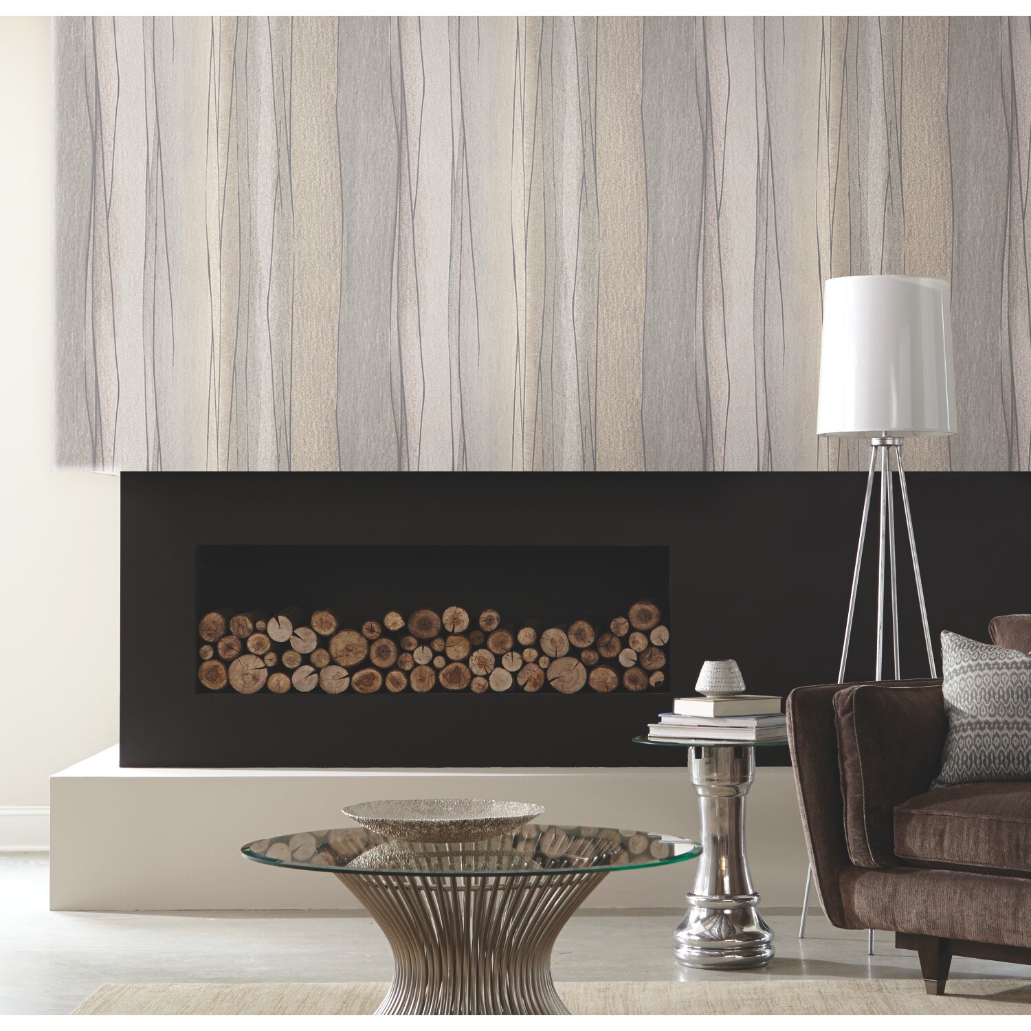 RoomMates RMK11692RL 28.29-Sq. Feet Gray Vinyl Novelty Self-adhesive Peel and Stick Wallpaper