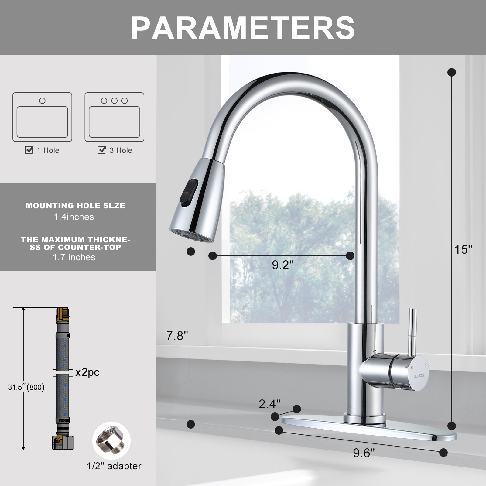 WOWOW 2310301C-AMUS Kitchen-Faucets - View #7