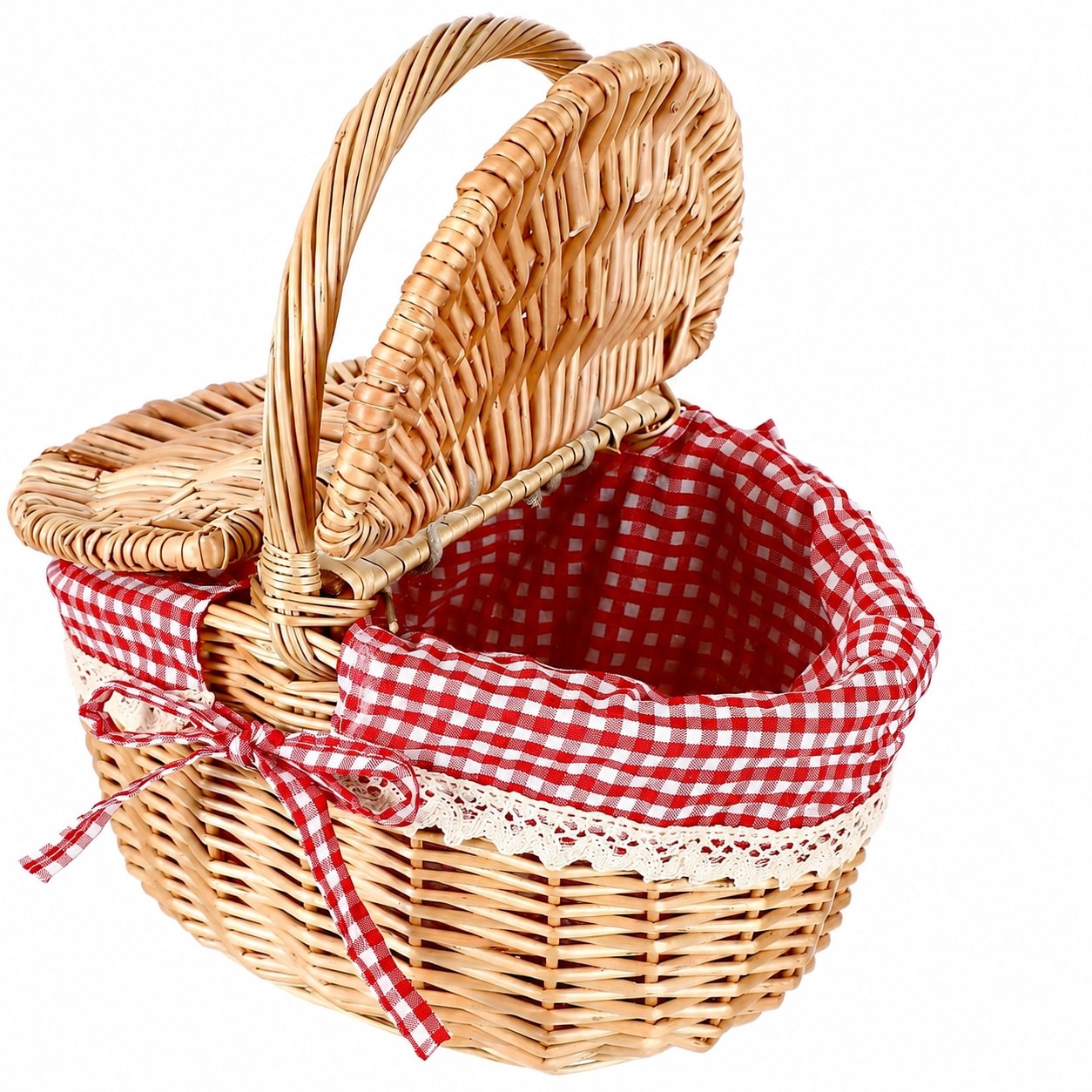 Aoibox  Vintage 10 23 x 7 08 x 4 92 In Synthetic Wicker Double Lid Picnic Basket in Assorted Colors