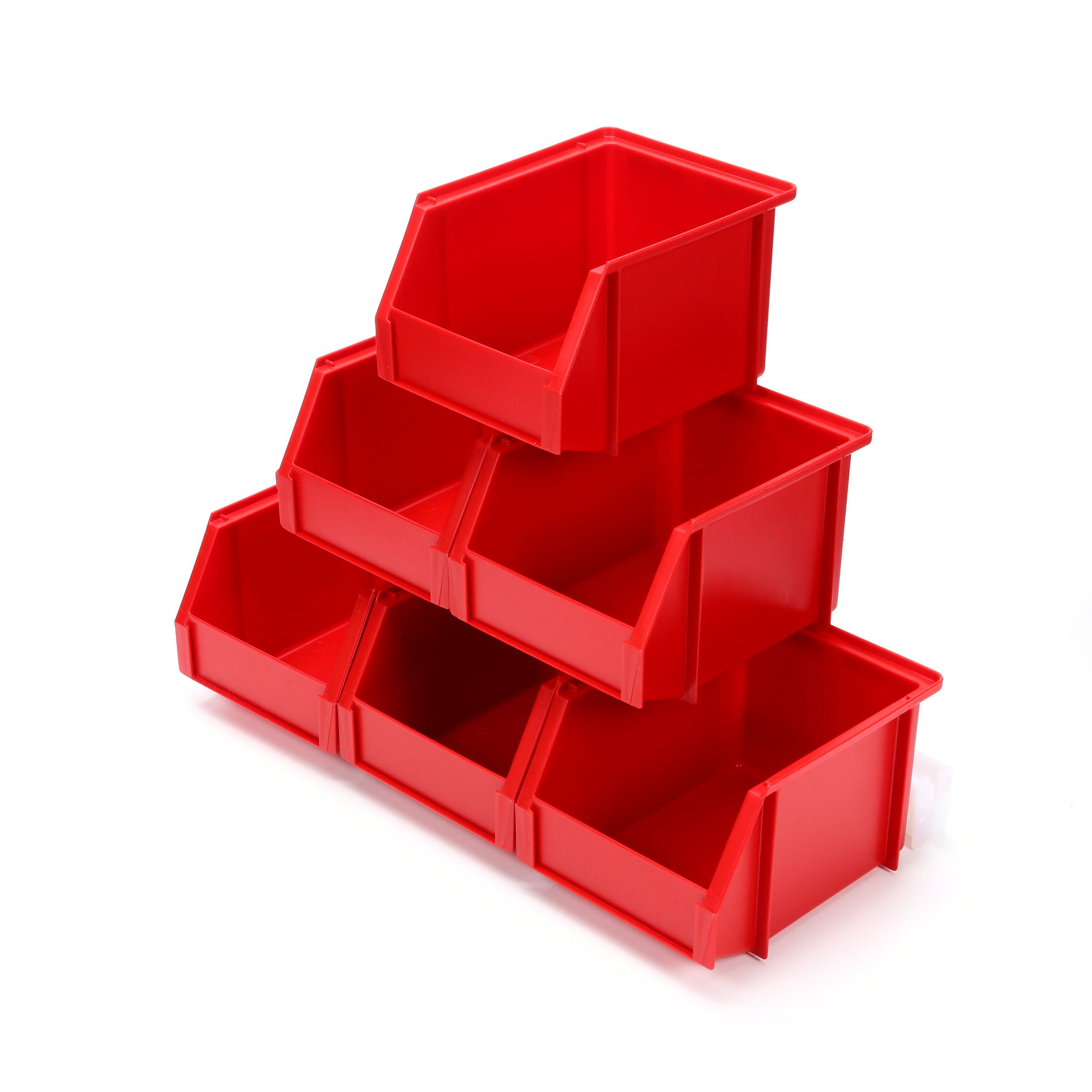 6 Pack Stack-On Bin-503-Pack Small Parts Storage Organizer Bin Red 