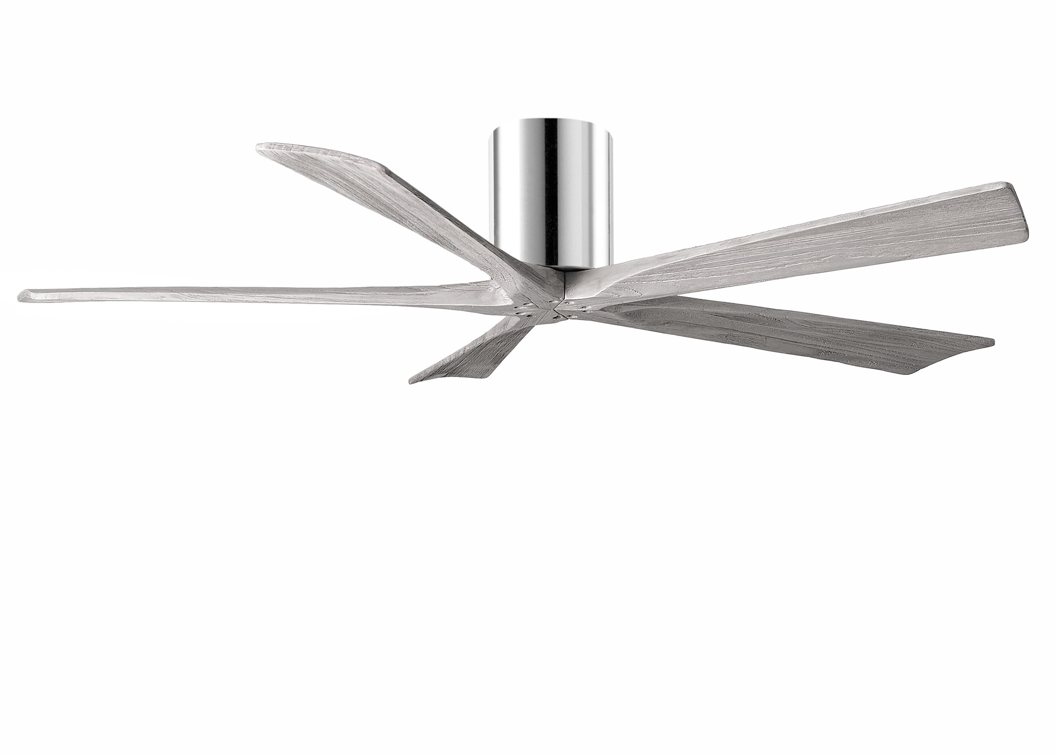 Matthews Fan Company IR5H-CR-BW-60 Irene-H 60-in Outdoor Flush Mount Polished Chrome with Barn Wood Tone Blades Ceiling Fan Without Light - Remote Included ( 5 -Blade )