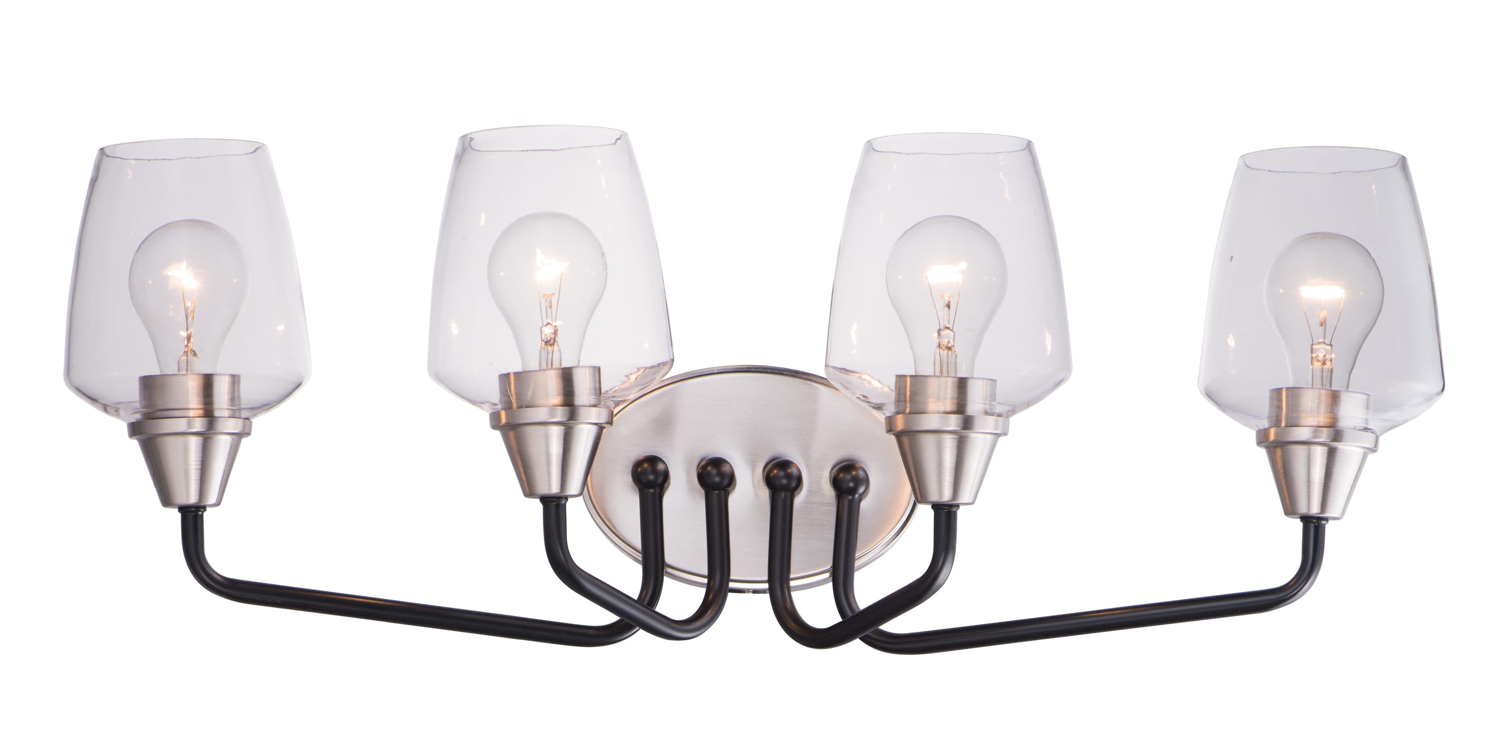 Maxim Lighting 26123CLBKSN Goblet 26.25-in 4 -Light Multiple finishes Multiple colors Transitional Vanity light