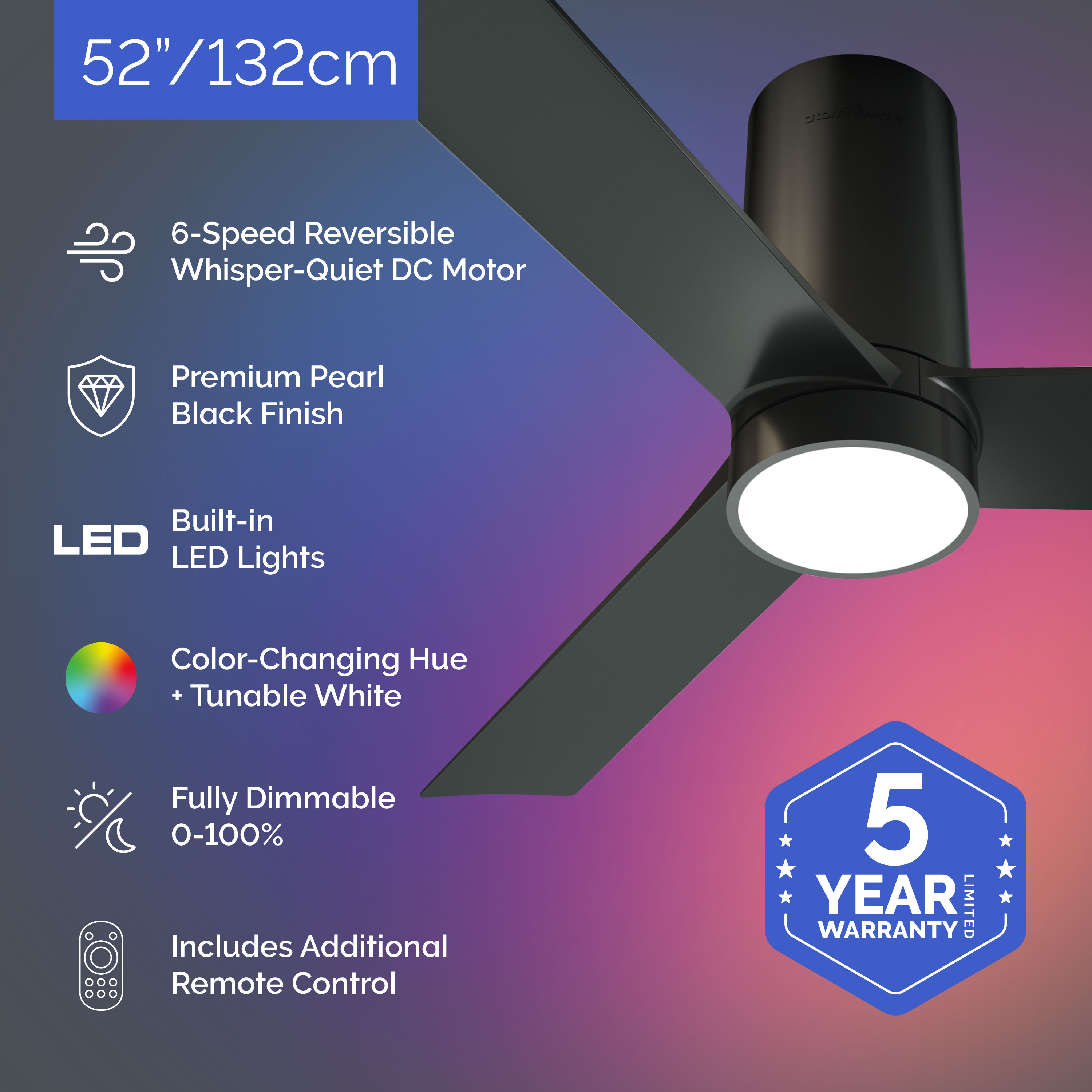atomi smart AT2480-BB Ceiling-Fans - View #2