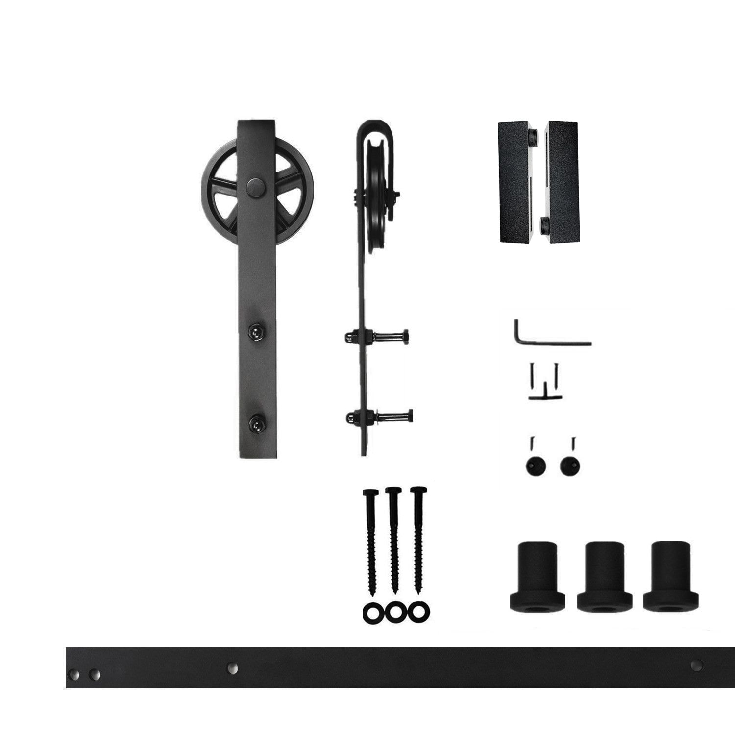 HOMACER 72-in Rustic Black Indoor Spoke Wheel Single Barn Door Hardware Kit HL1TGH072C Sansujyuku sansujyuku.com