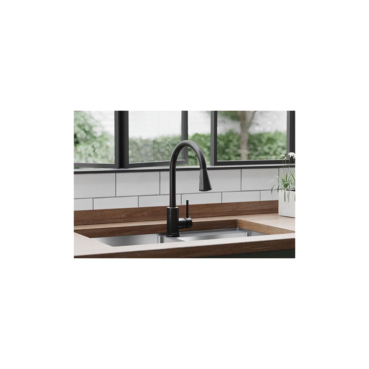 Elkay Avado Black Stainless Single Handle Pull-down Kitchen Faucet with ...