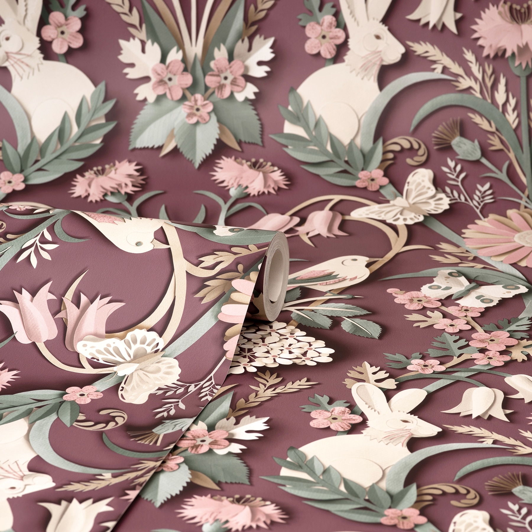 Fine Decor Medley 56.4-sq ft Pink Paper Animals Unpasted Fine Decor Medley 56.4-sq ft Pink Paper Animals Unpasted