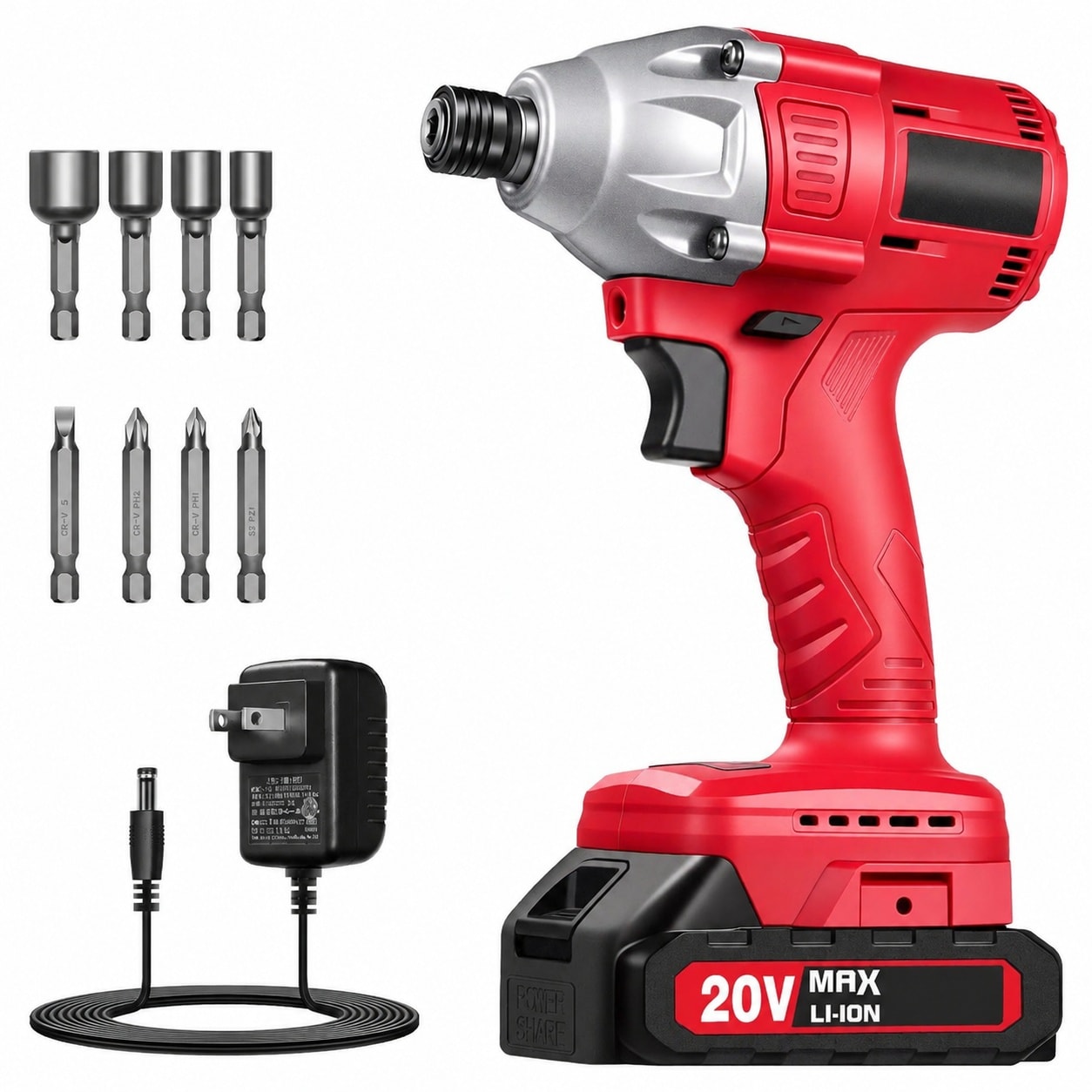 AKSCYZM  20V Brushless 1/4 in Impact Driver Kit High Torque Variable Speed Compact Design with LED Light and Brake Stop Function
