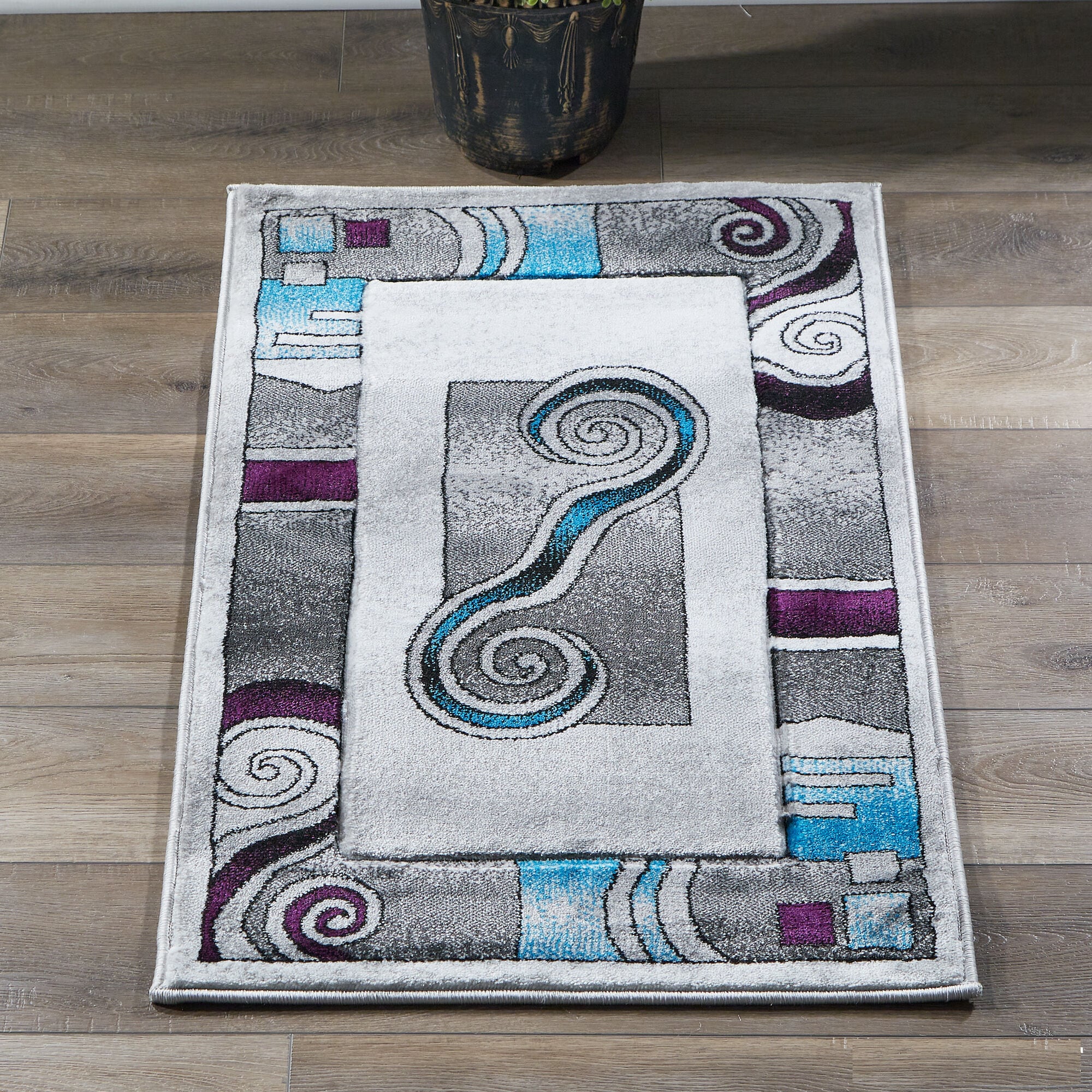 MDA Rugs OR10923 Orelsi 2 x 3 (ft) Polypropylene Gray/Blue Rectangular Indoor Abstract Area rug