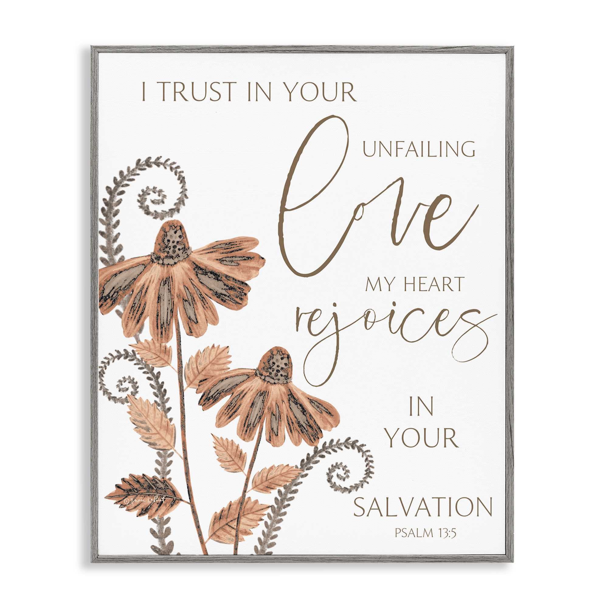 Stupell Industries BT-564-GFF-24X30 Trust In Your Unfailing Love Gray Framed Giclee Art By Annie LaPoint 24 x 30