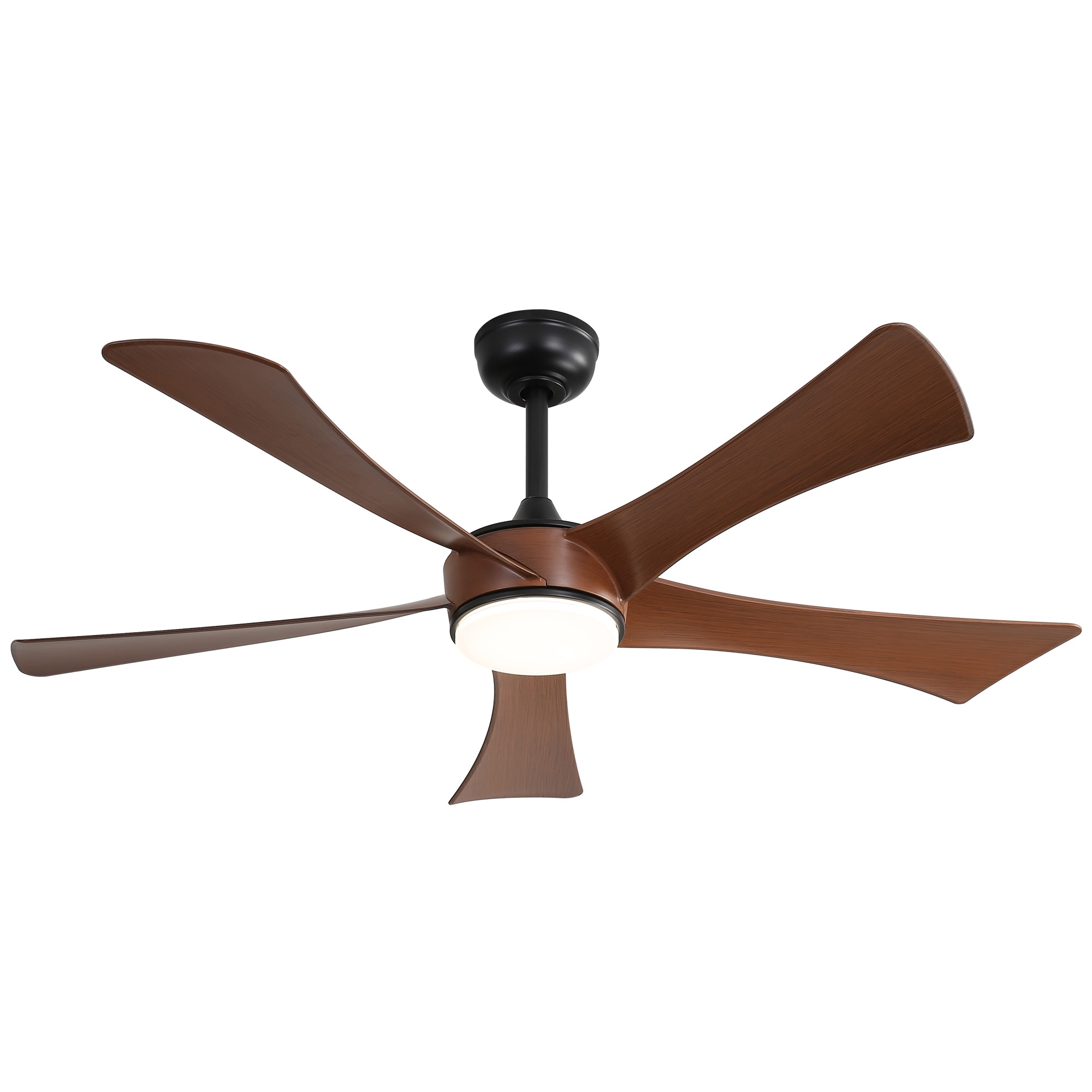 Bybafun YD1300068 52-in Color-Changing Integrated LED Outdoor Black + Dark brown with ABS Blades Ceiling Fan With Light and Remote ( 5 -Blade )