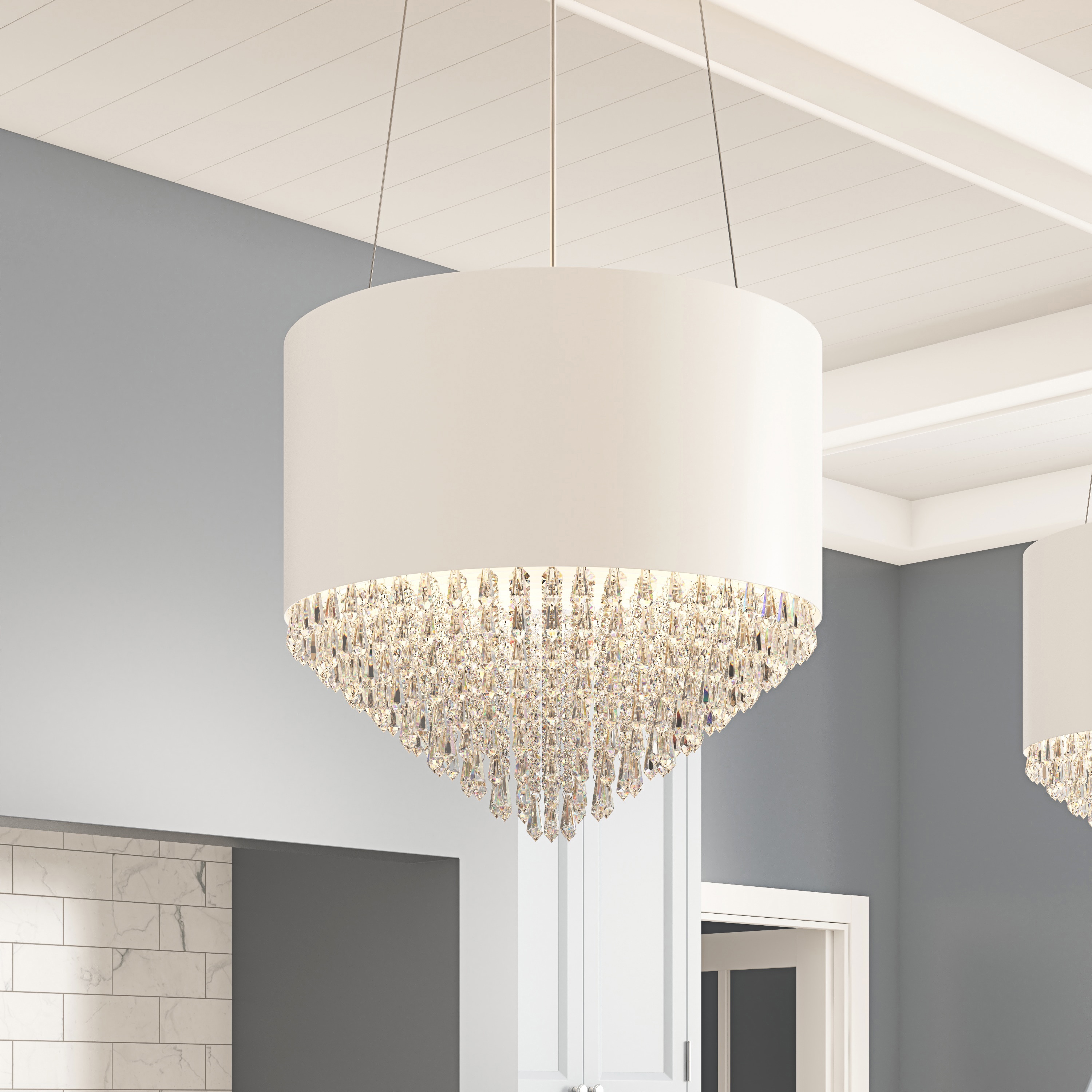 Aiwen 4 -Light White Crystal Metal Metal Chandelier