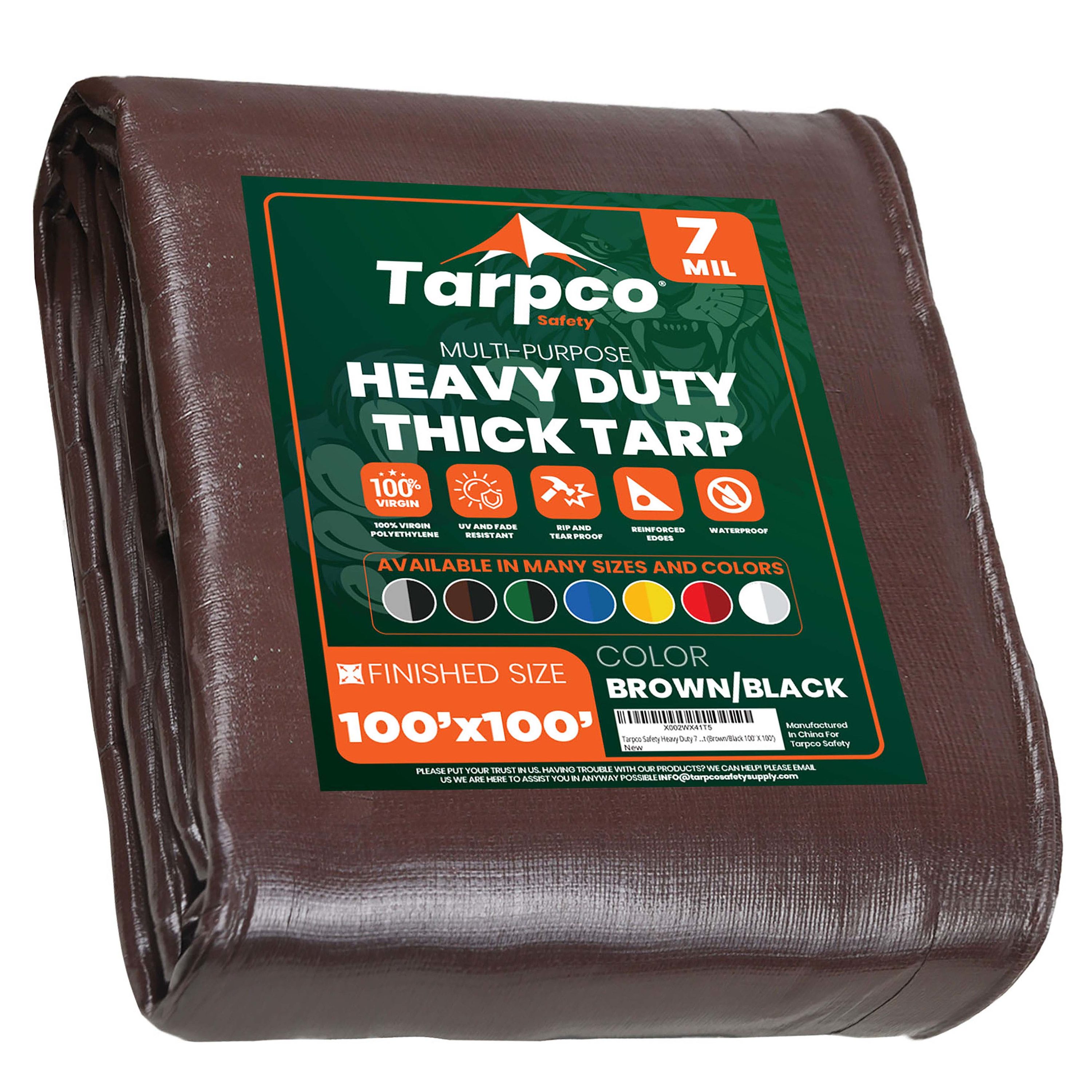 Tarpco Safety TS-202-100X100 100-ft x 100-ft Brown Waterproof Commercial Polyethylene 7-Mils Tarp