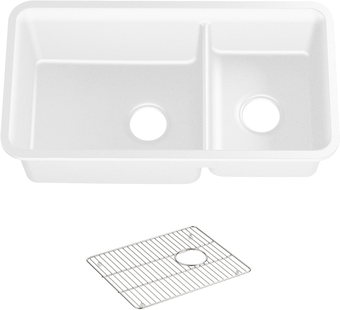 KOHLER K-8204-CM6 Cairn Undermount 33.5-Inches x 18.31-Inches Composite Double offset bowl Kitchen Sink